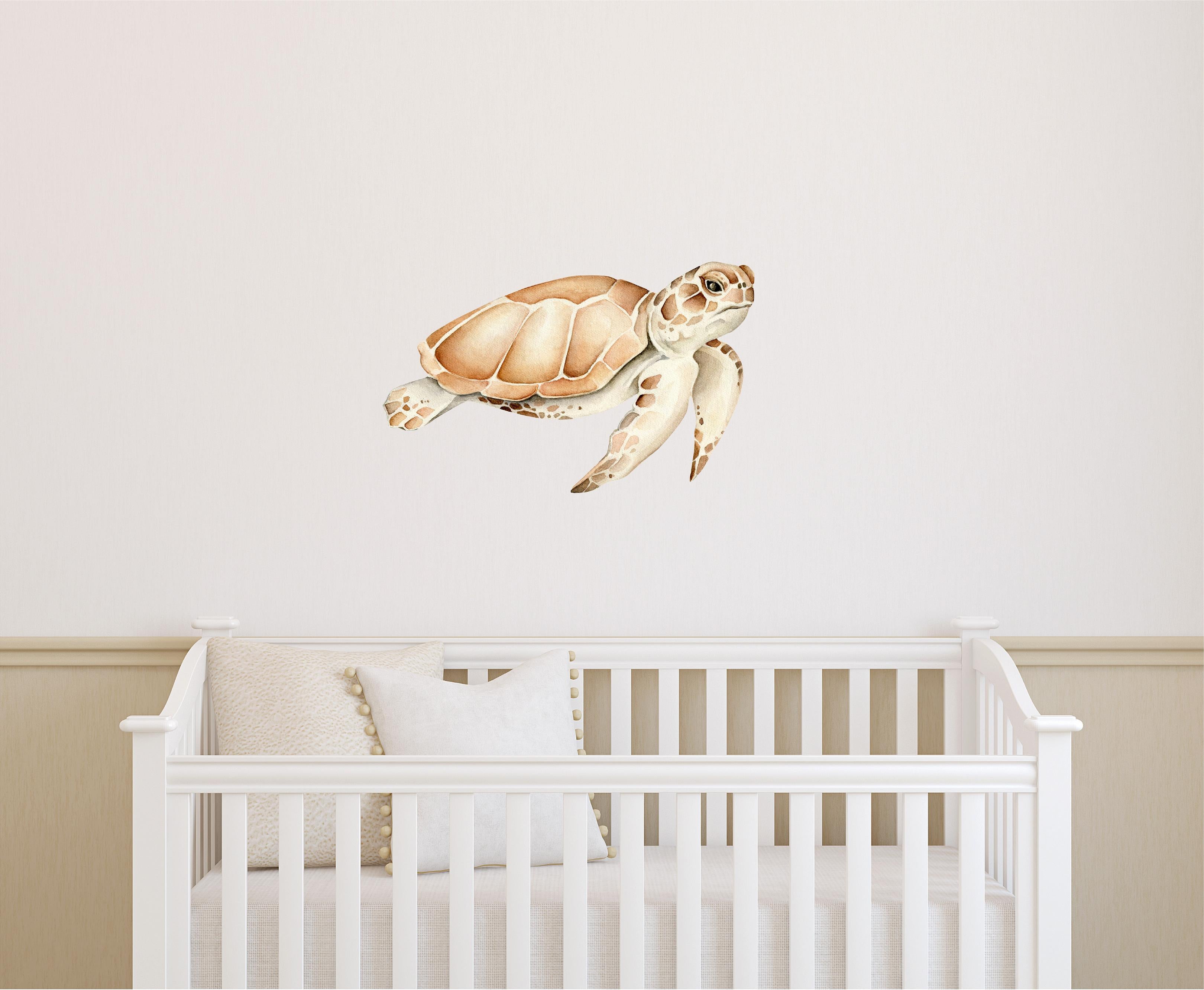 Beige Sea Turtle Wall Decal Ocean Sea Life Removable Fabric Wall Sticker | DecalBaby