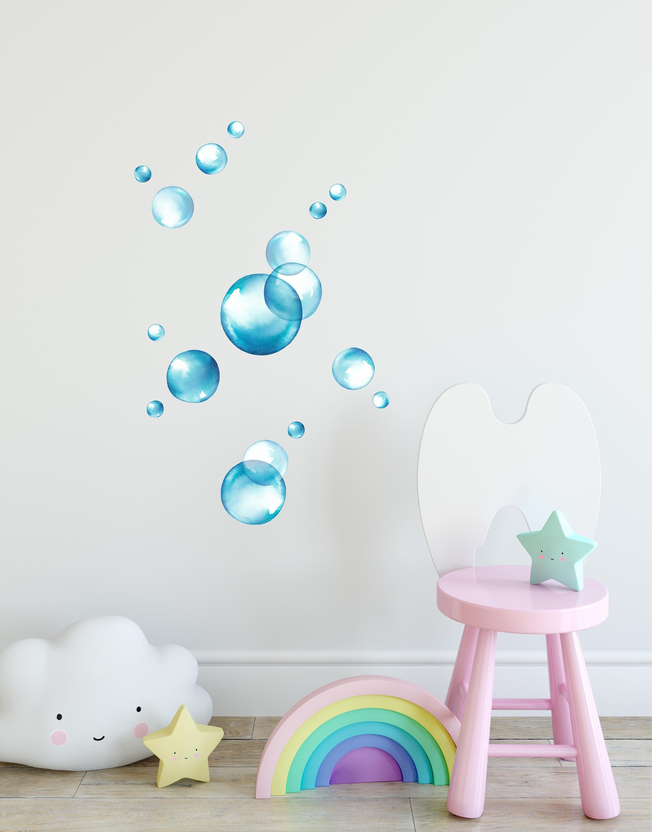 BABY BOY blue wall stickers 16pc w/glitter 3D nursery rattle bib booties  bottle