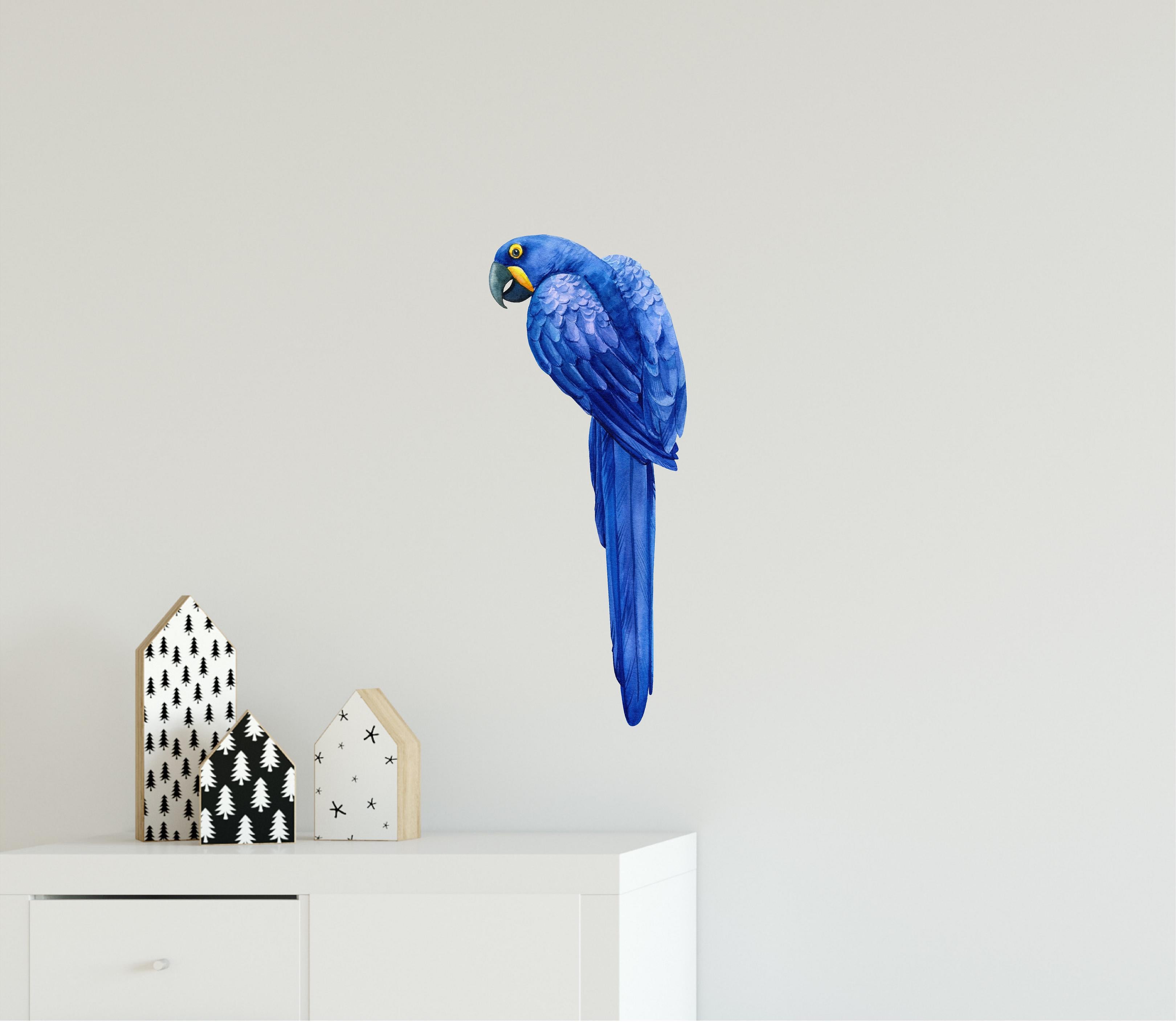 Blue Parrot Wall Decal Tropical Safari Bird Removable Fabric Wall Sticker | DecalBaby