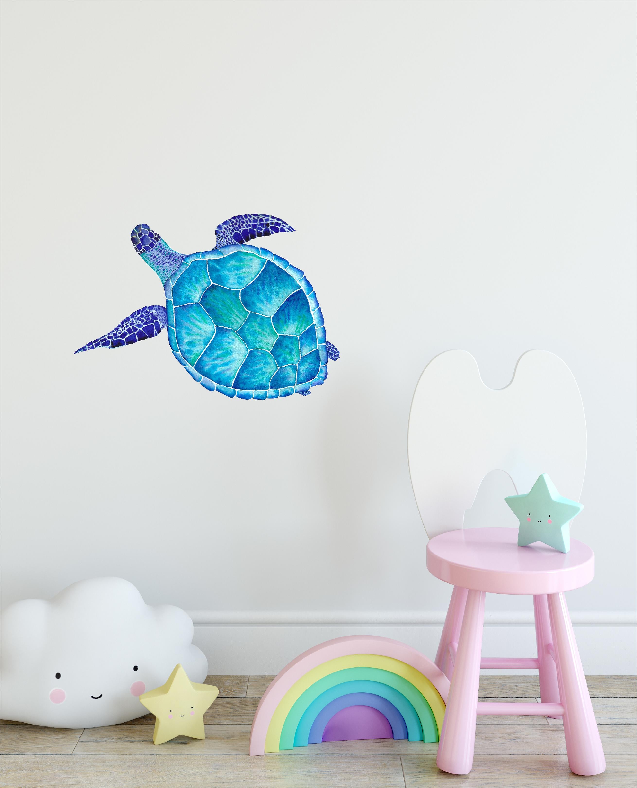 Blue Sea Turtle Wall Decal Ocean Sea Life Removable Fabric Wall Sticker | DecalBaby