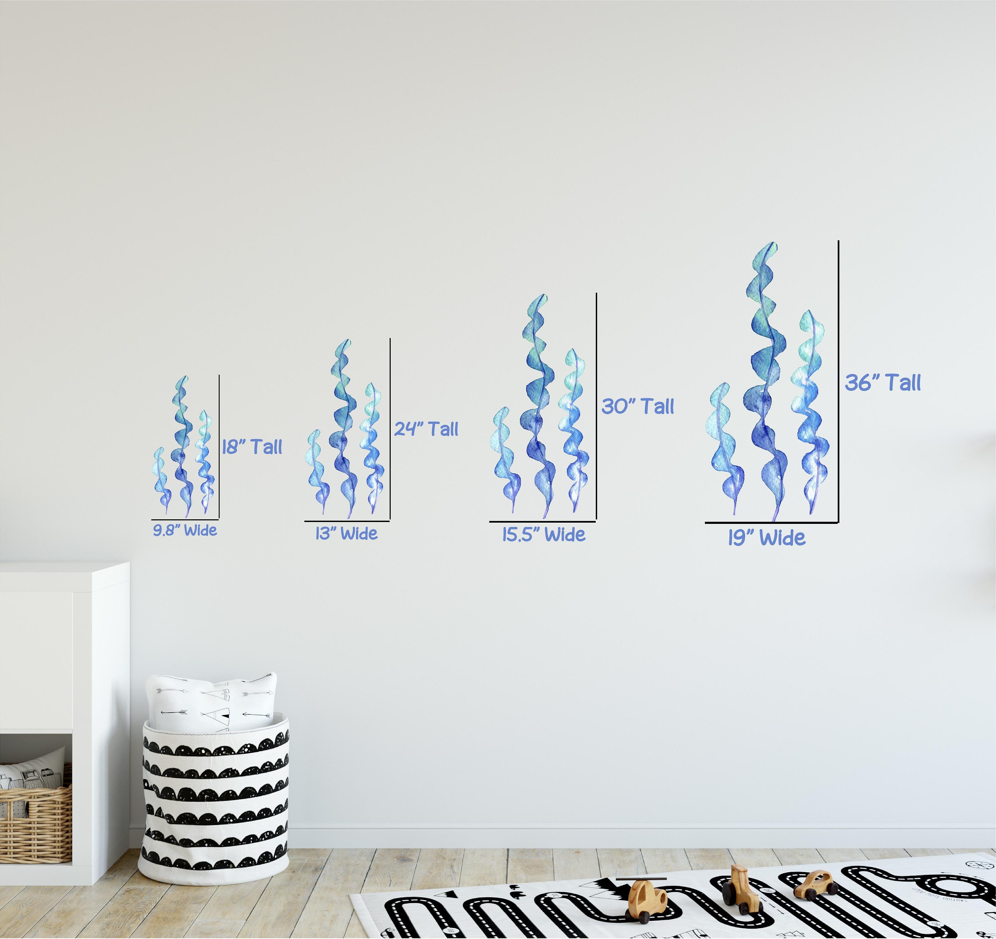 Blue Seaweed Wall Decal Set of 3 Removable Fabric Vinyl Wall Sticker | DecalBaby