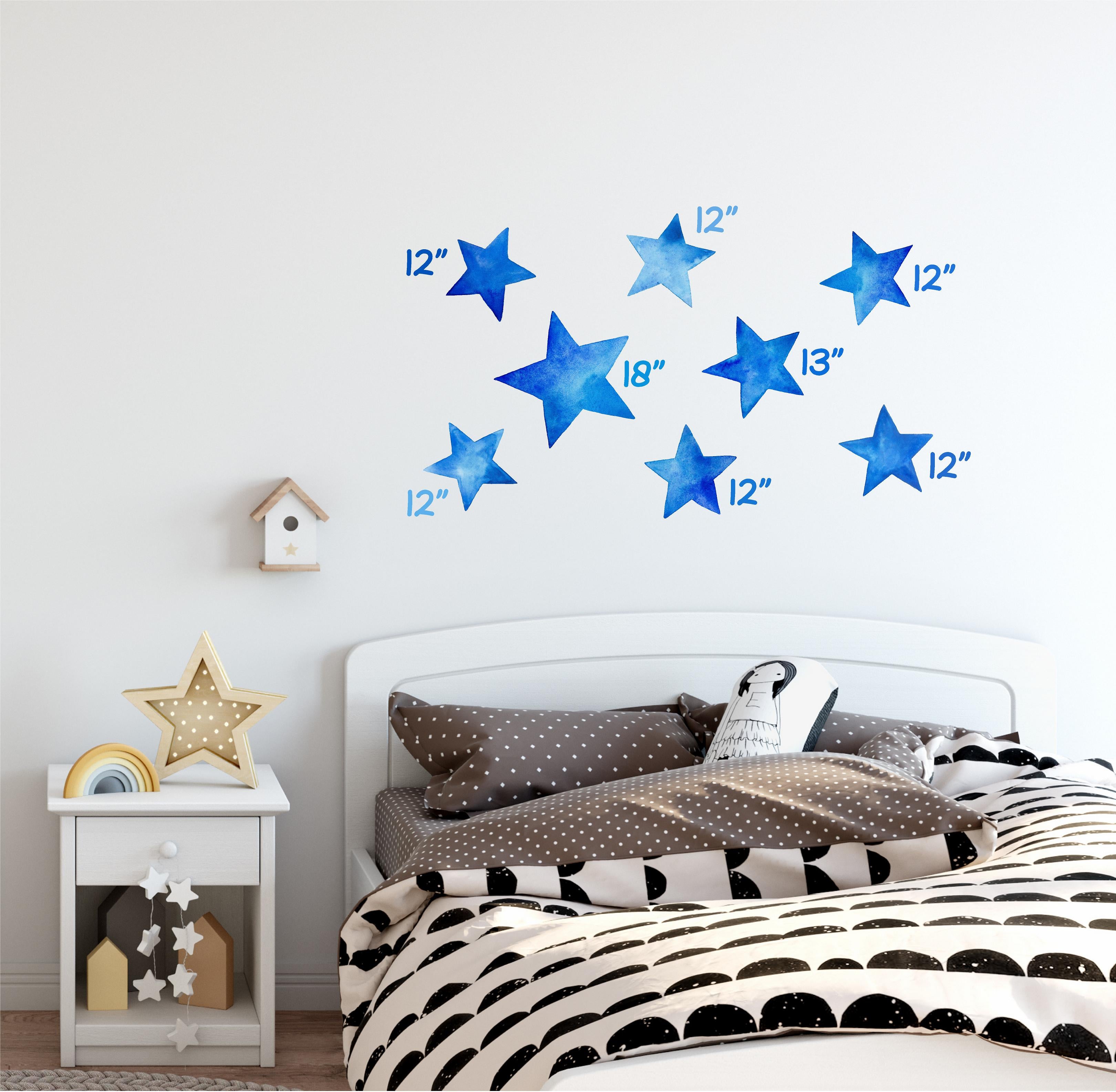 Watercolor Blue Star Wall Decal Set, Space Stars Vinyl Wall Stickers | DecalBaby