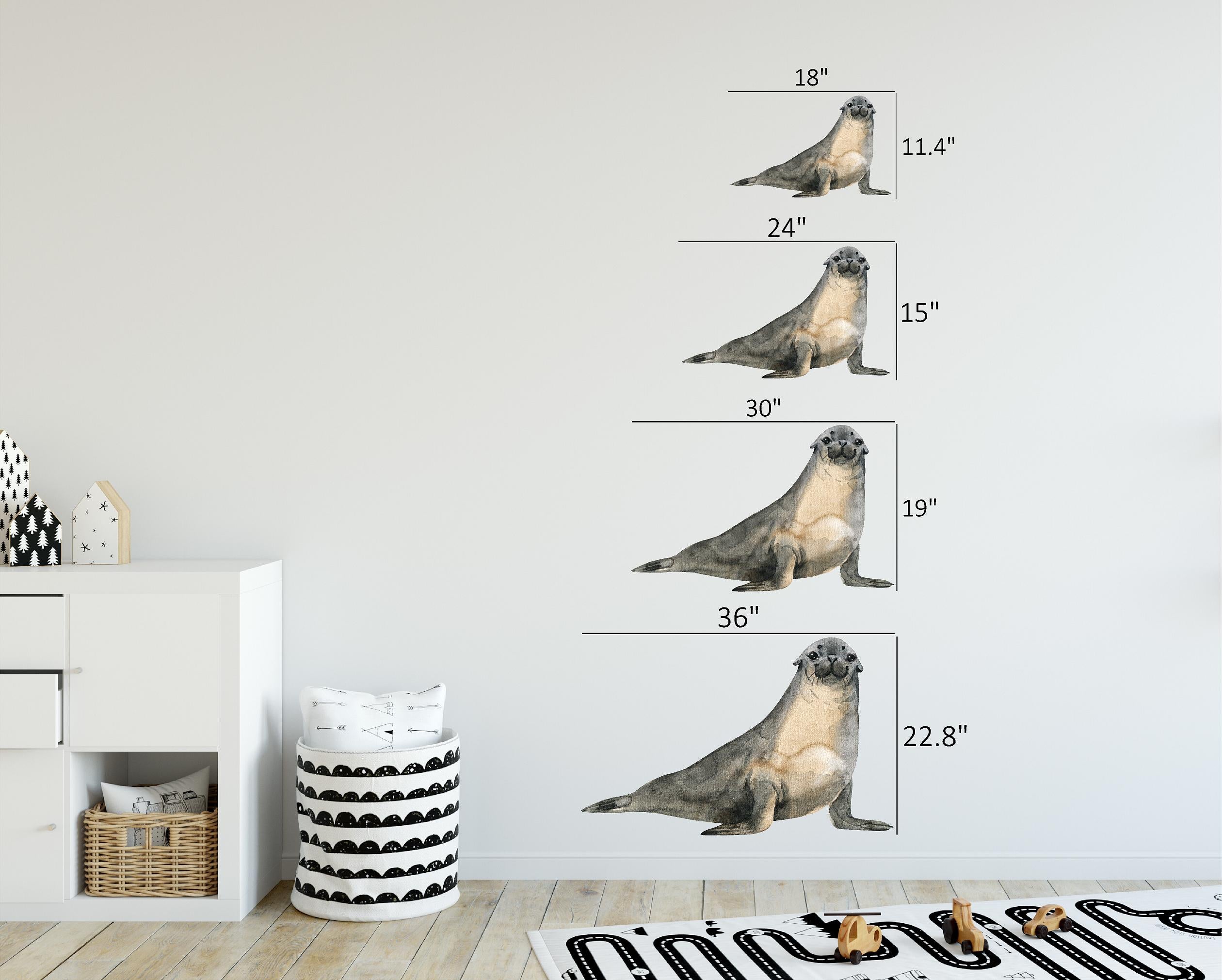 California Sea Lion Wall Decal Removable Fabric Watercolor Wall Sticker | DecalBaby