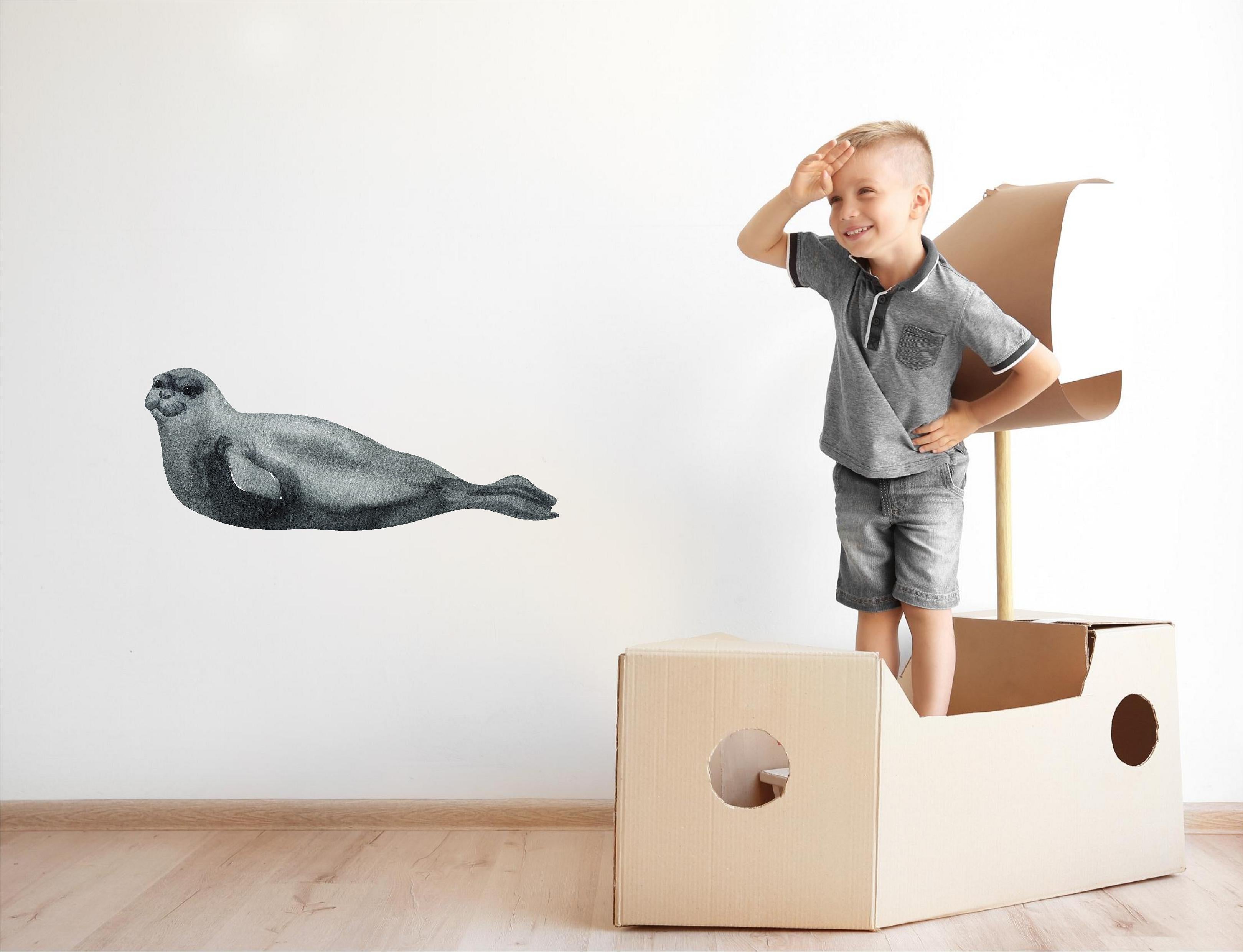 Caribbean Monk Seal Wall Decal Removable Fabric Wall Sticker | DecalBaby