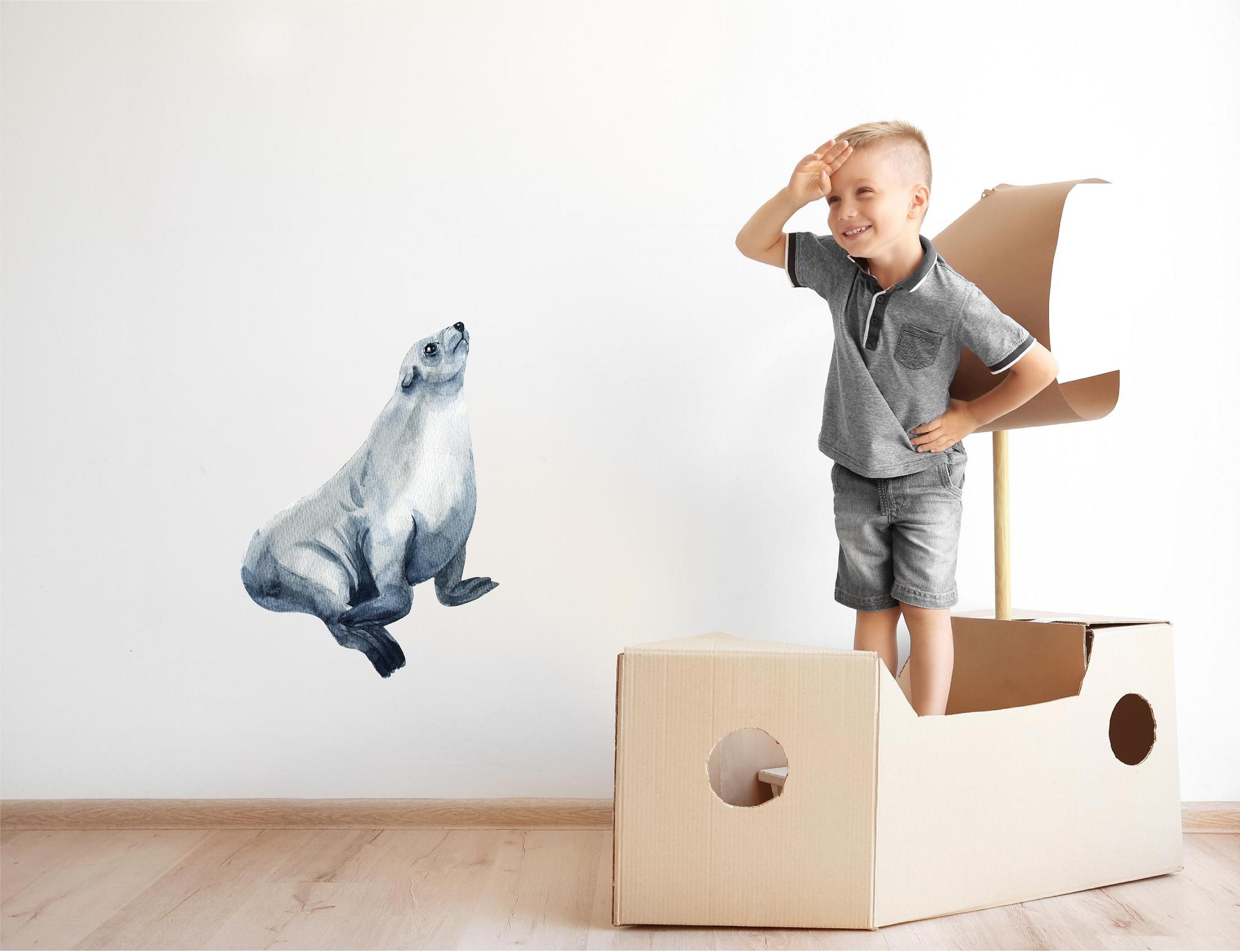 Caspian Seal Wall Decal Earless Seal Watercolor Removable Wall Sticker | DecalBaby