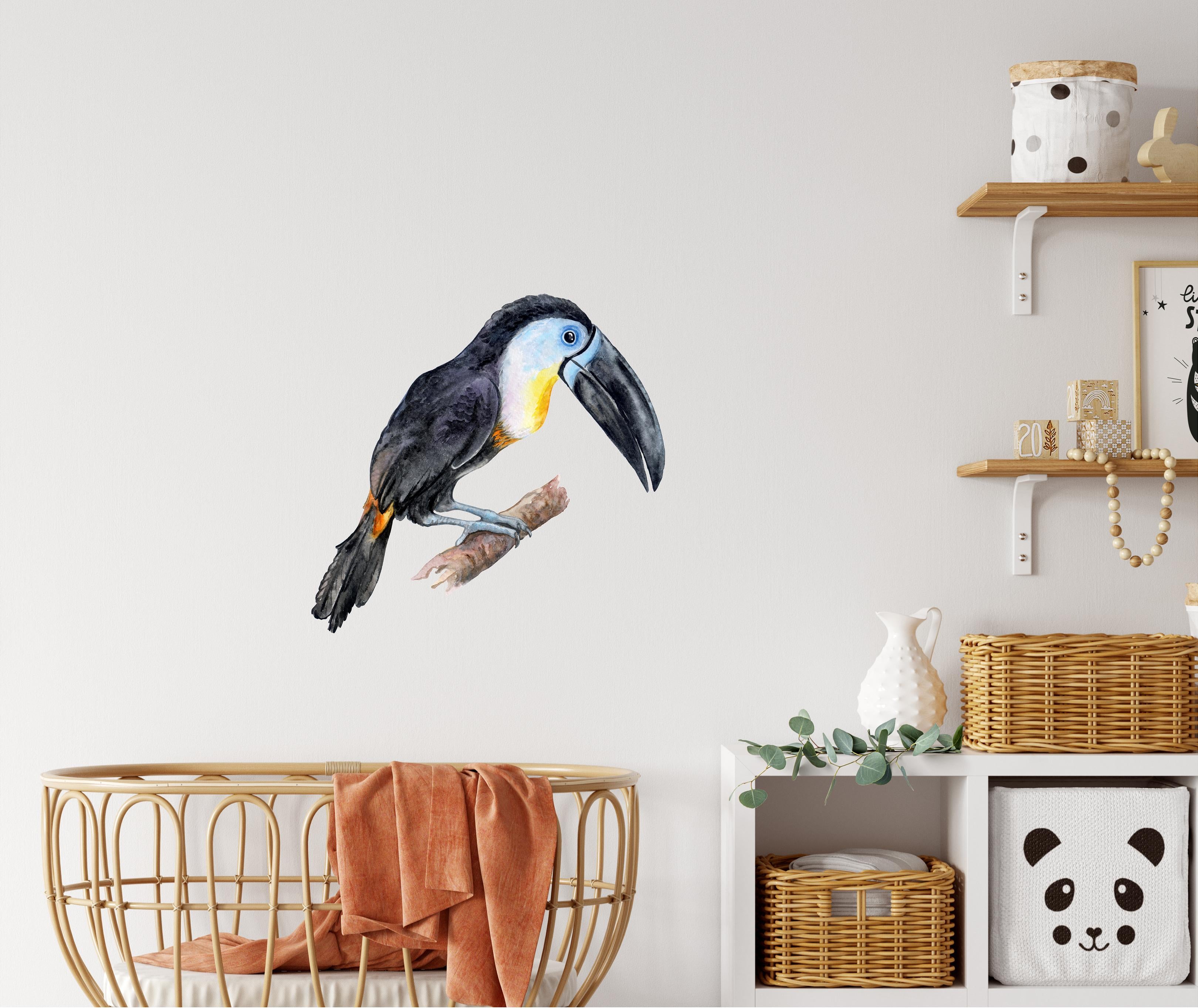 Watercolor Channel-Billed Toucan Wall Decal Tropical Bird Safari Animal Wall Sticker | DecalBaby