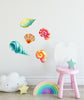 Load image into Gallery viewer, Colorful Seashells Set Wall Decal Set of 5 Watercolor Wall Sticker Under The Sea Ocean Shells | DecalBaby