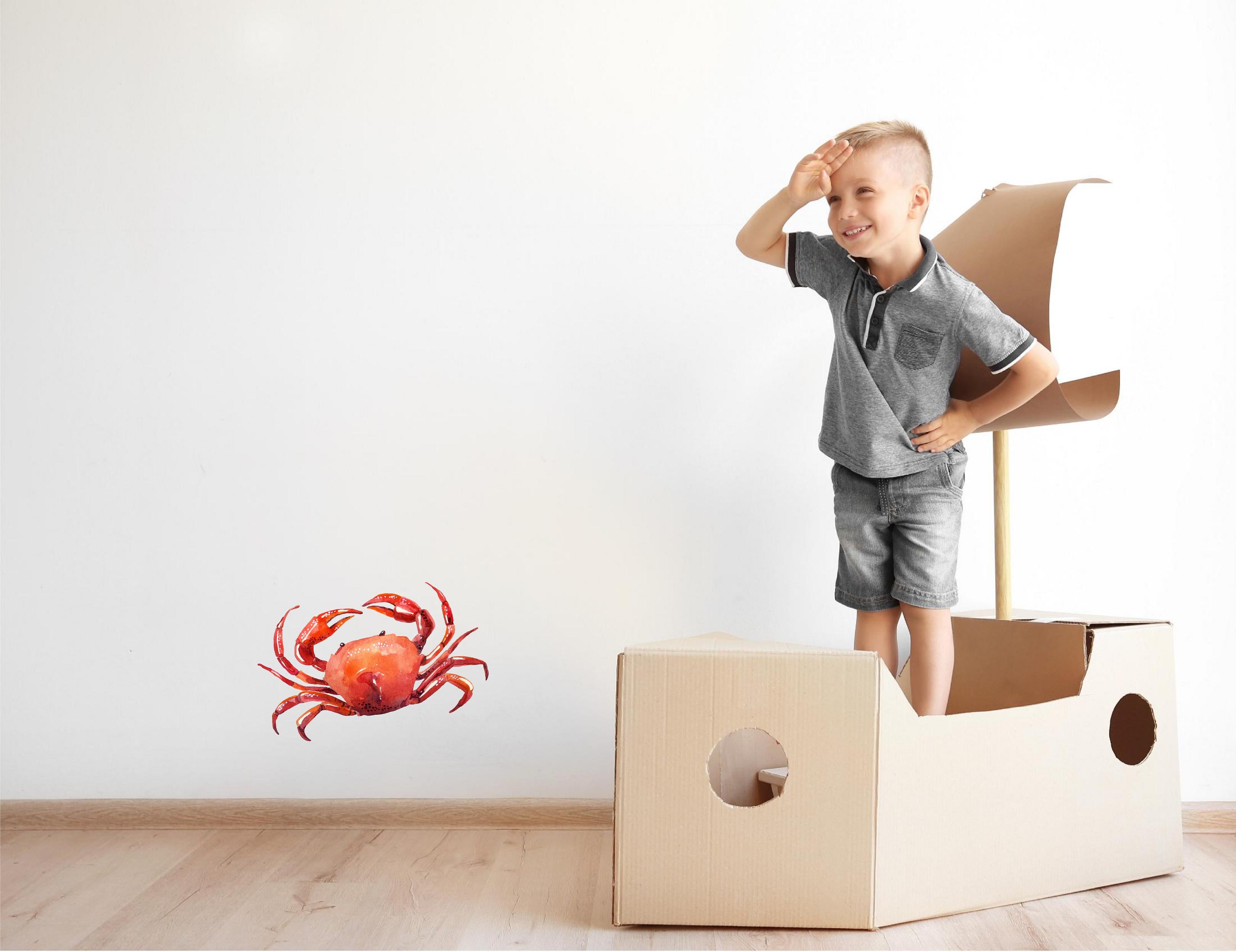 Red Crab Wall Decal Ocean Sea Life Removable Fabric Wall Sticker | DecalBaby