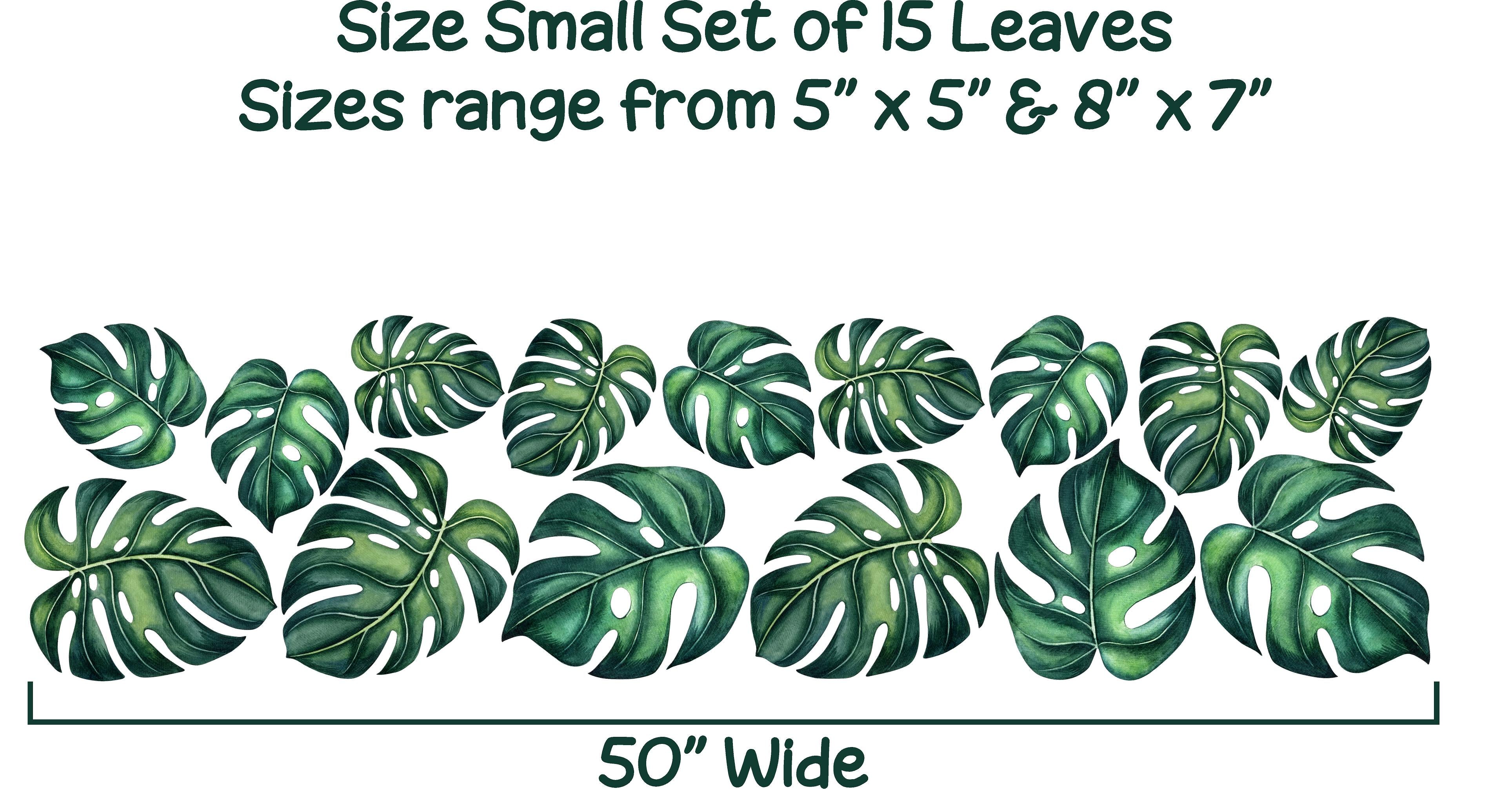 Dark Green Tropical Monstera Leaves Fabric Wall Decal Safari SMALL Set of 15 | DecalBaby