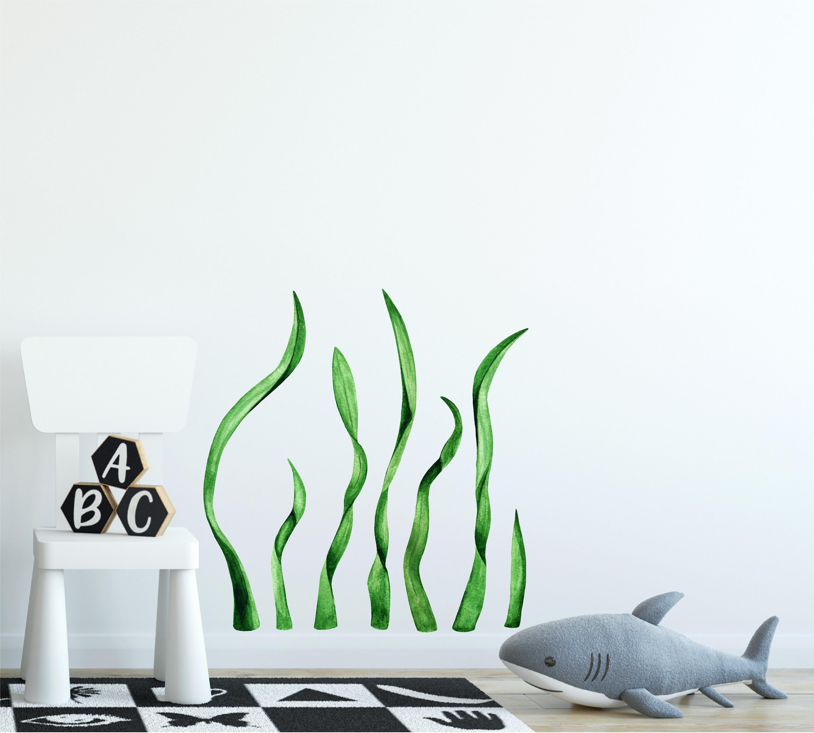 Dark Green Seaweed Wall Decal Set of 7 Ocean Fabric Wall Sticker | DecalBaby