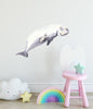 Watercolor Dugong Manatee Wall Decal Removable Fabric Vinyl Deep Sea Animal Wall Sticker | DecalBaby