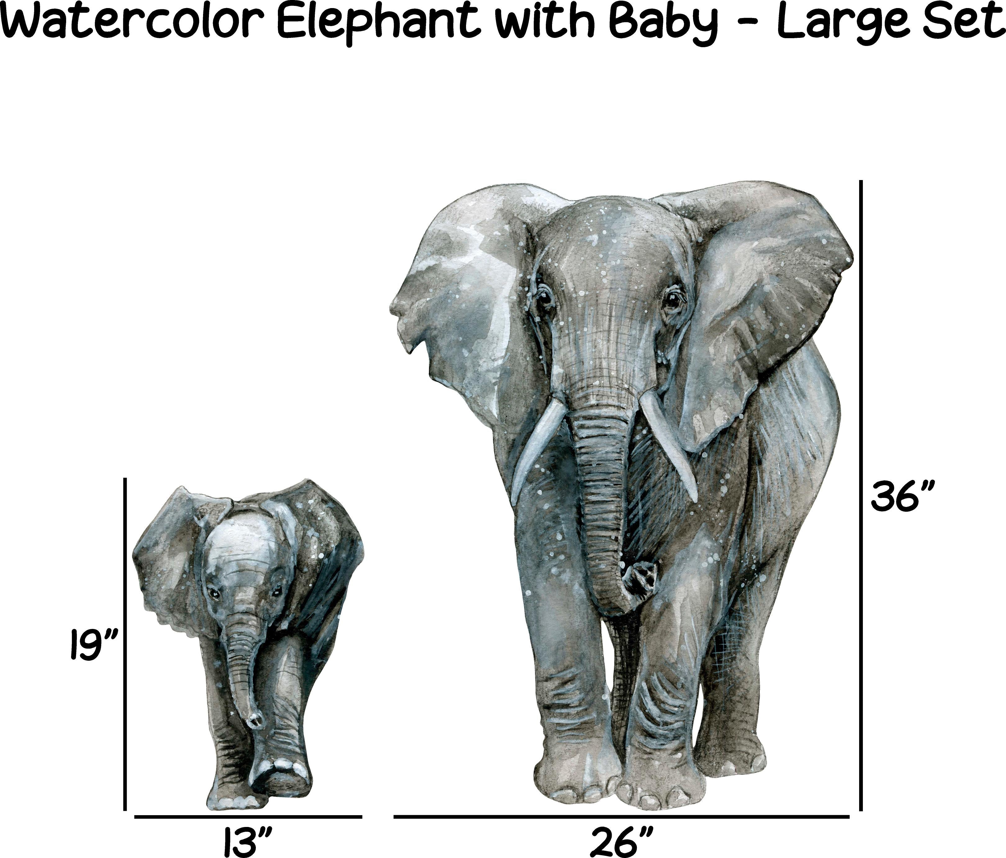 Elephant & Baby #2 Wall Decal Safari Animal Fabric Wall Sticker | DecalBaby
