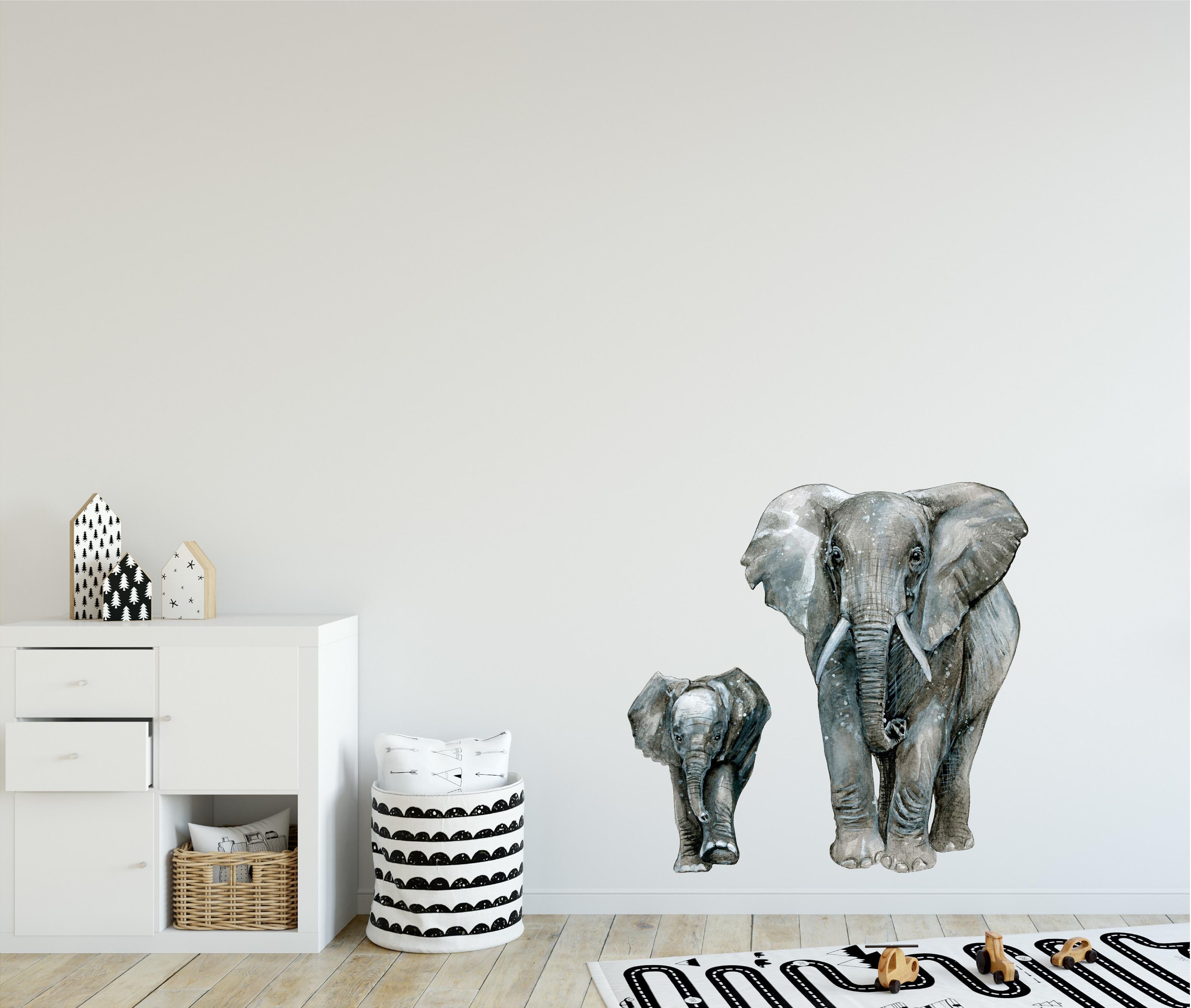 Elephant & Baby #2 Wall Decal Safari Animal Fabric Wall Sticker | DecalBaby