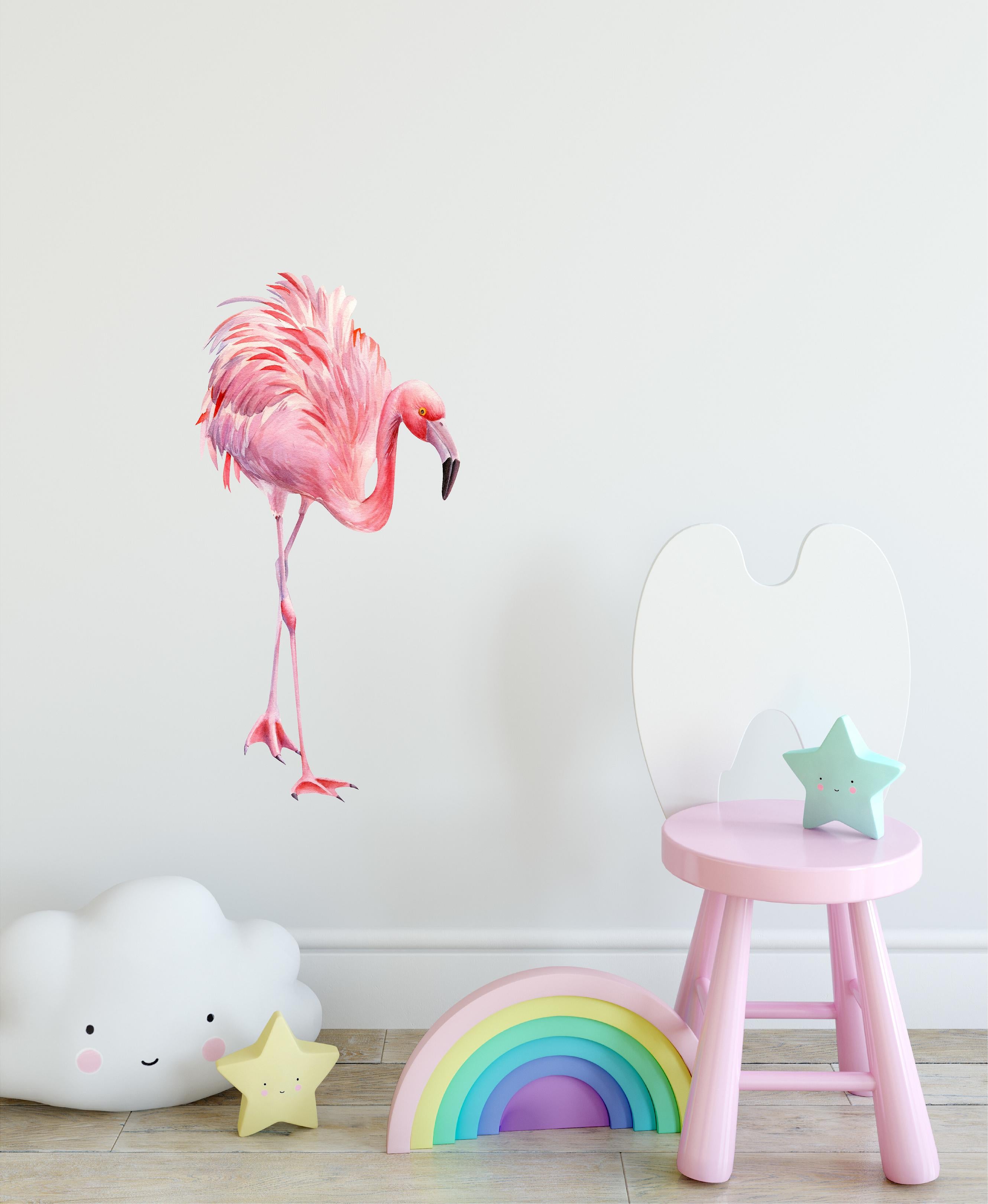 Watercolor Pink Flamingo #2 Wall Decal Tropical Bird Safari Animal Wall Sticker | DecalBaby