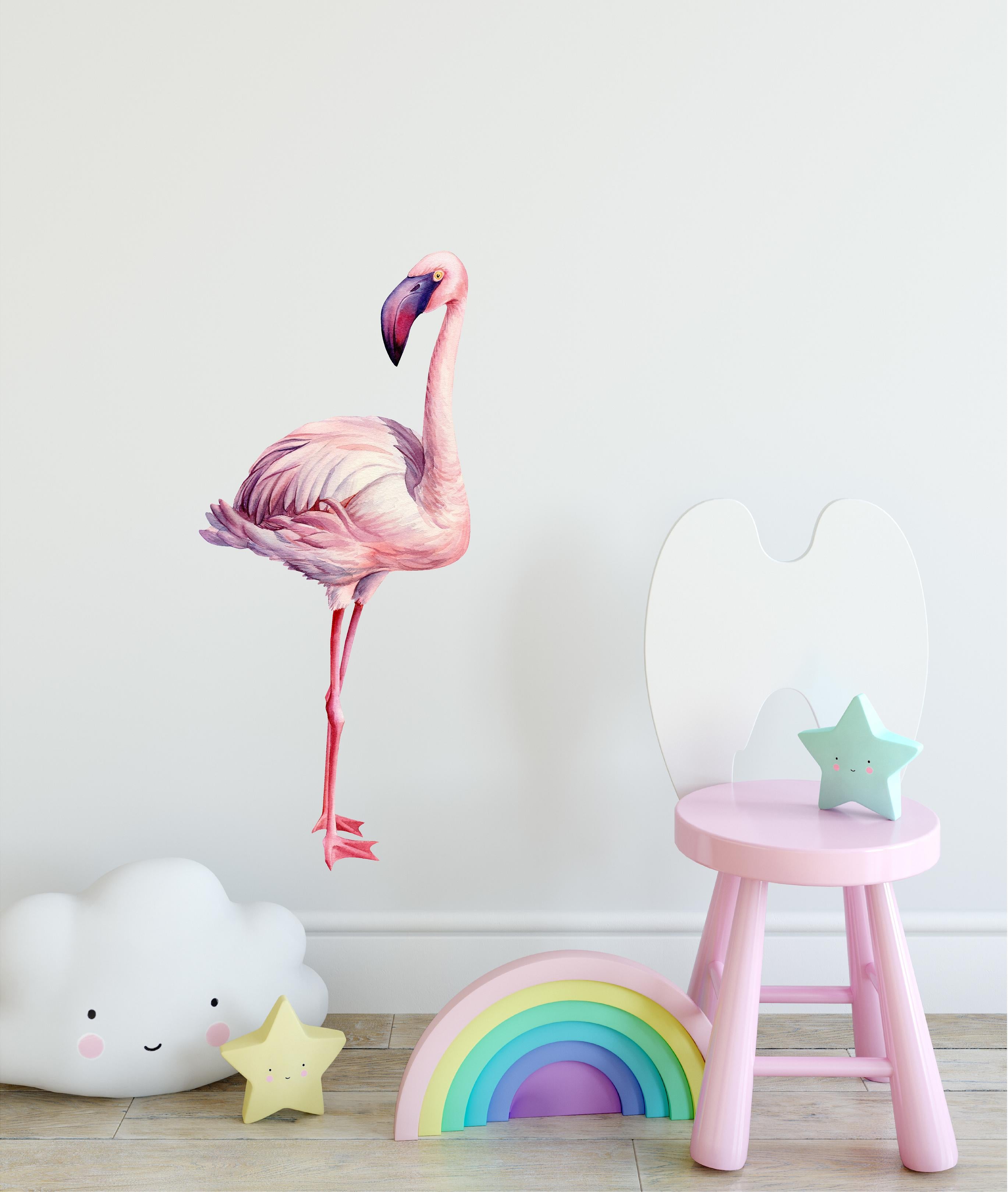 Watercolor Pink Flamingo #4 Wall Decal Tropical Bird Safari Animal Wall Sticker | DecalBaby