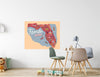 Florida State Cartoon Map Wall Decal Removable Fabric Wall Sticker | DecalBaby