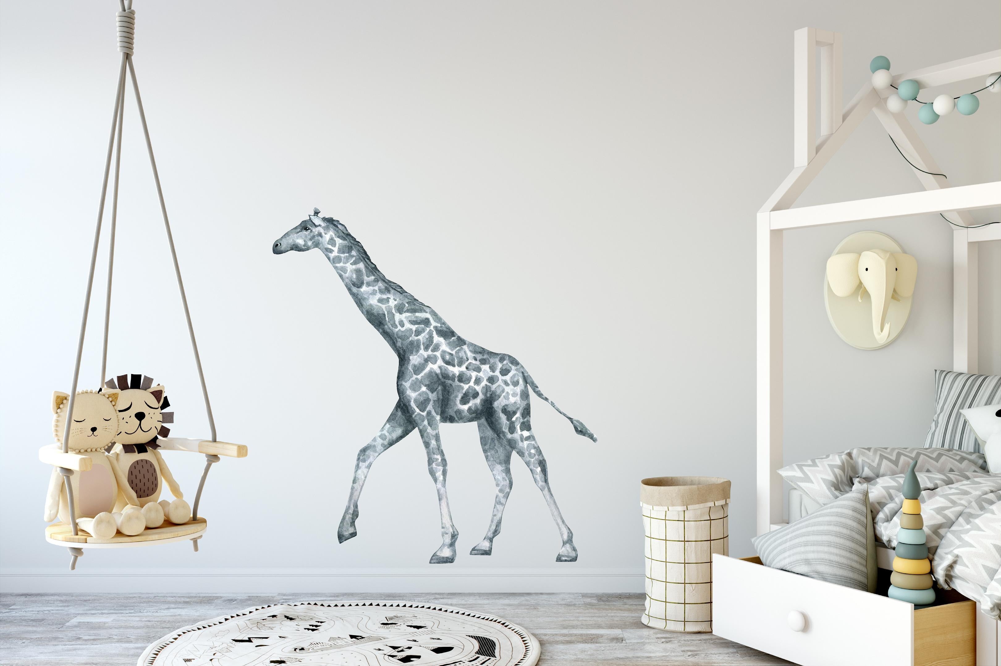 Gray Giraffe Wall Decal African Safari Animal Removable Fabric Wall Sticker | DecalBaby