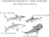 Load image into Gallery viewer, Gray Marine Life Set #1 Wall Decal Ocean Sea Life Removable Fabric Wall Sticker | DecalBaby