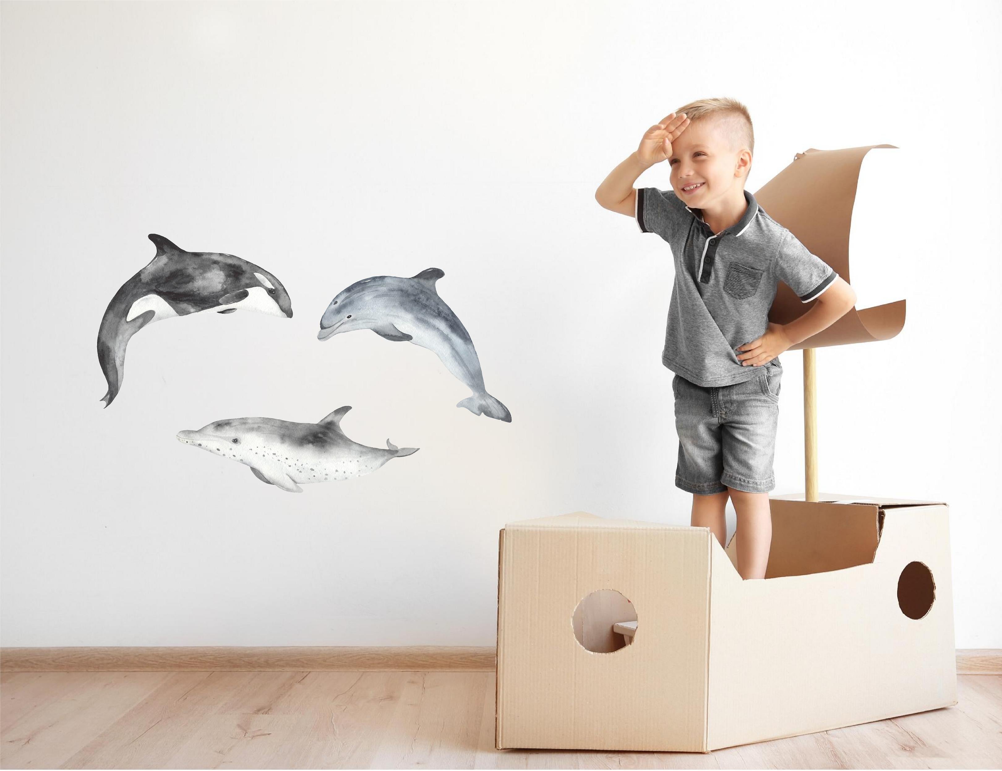 Gray Marine Life Set #2 Wall Decal Ocean Sea Life Removable Fabric Wall Sticker | DecalBaby