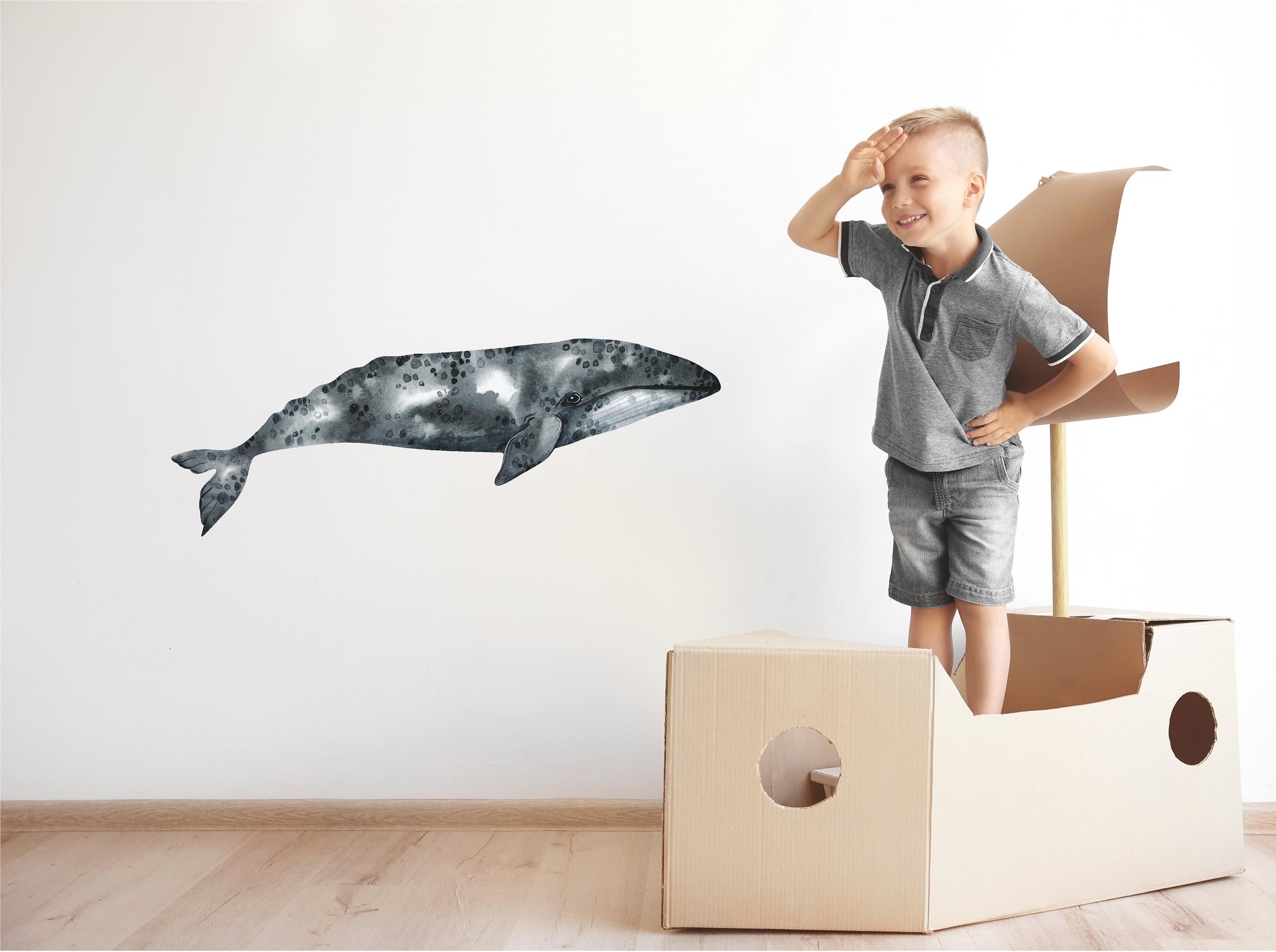 Gray Whale #1 Wall Decal Removable Ocean Deep Sea Animal Fabric Vinyl Wall Sticker | DecalBaby