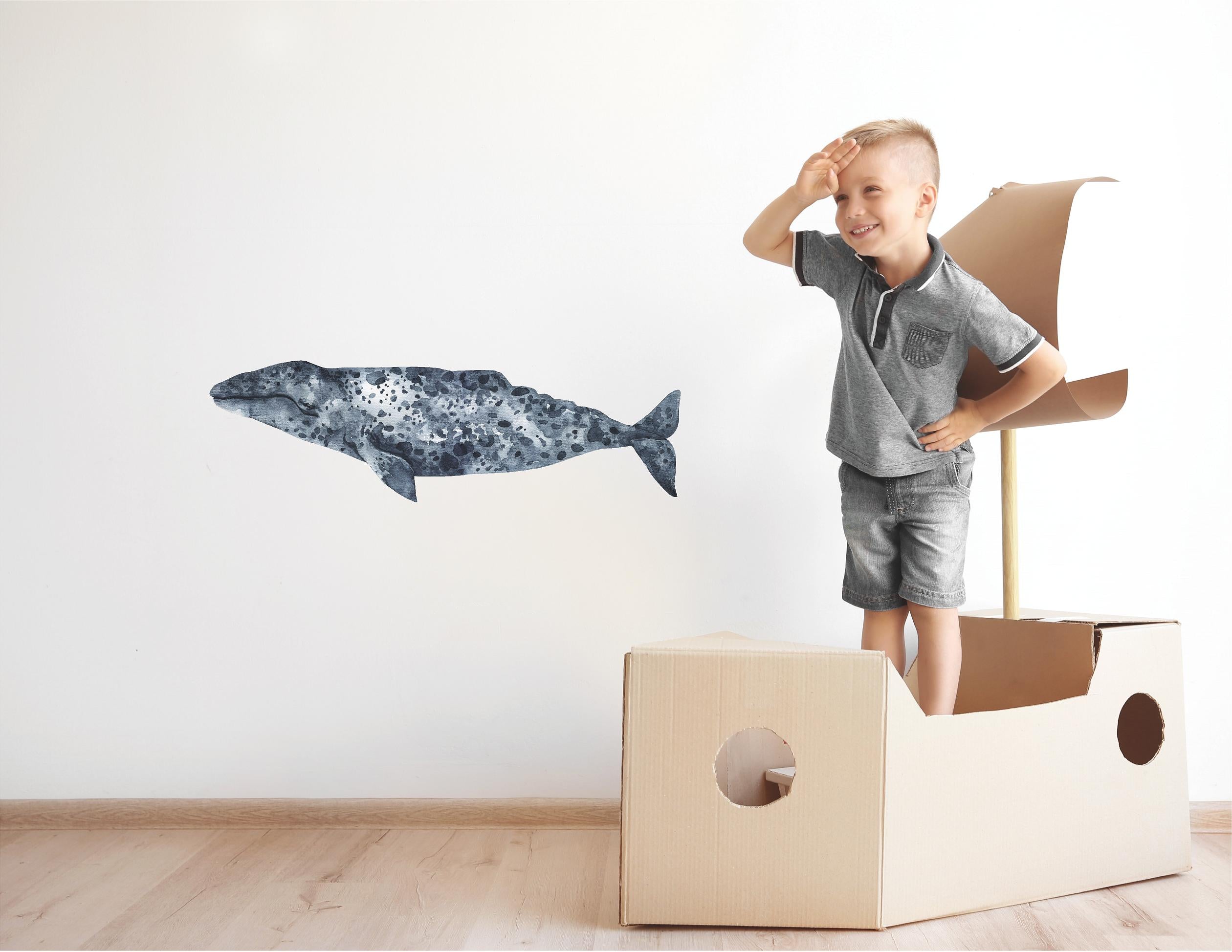 Gray Whale #2 Wall Decal Removable Ocean Deep Sea Animal Fabric Vinyl Wall Sticker | DecalBaby