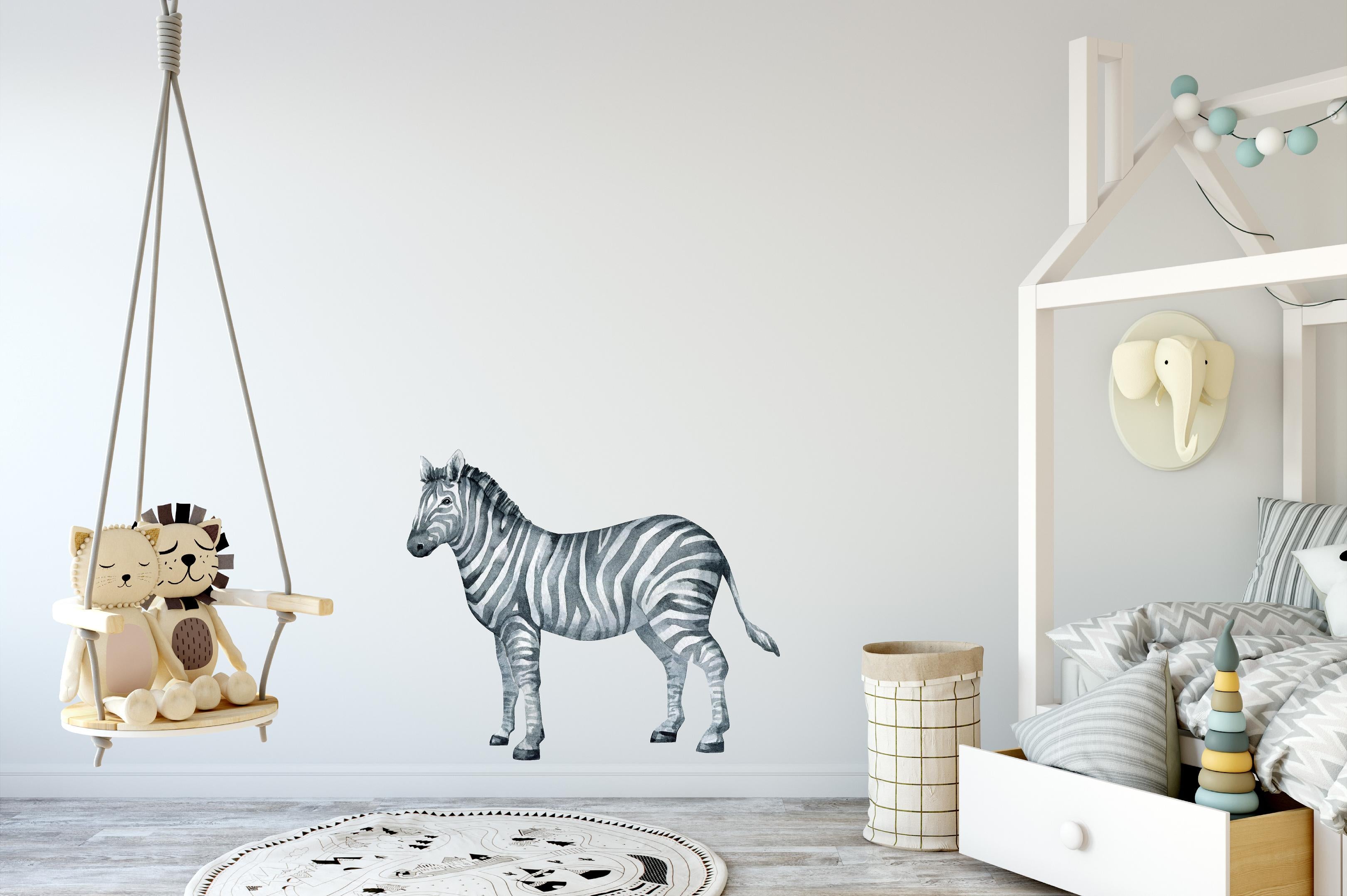 Gray Zebra Wall Decal African Safari Animal Removable Fabric Wall Sticker | DecalBaby