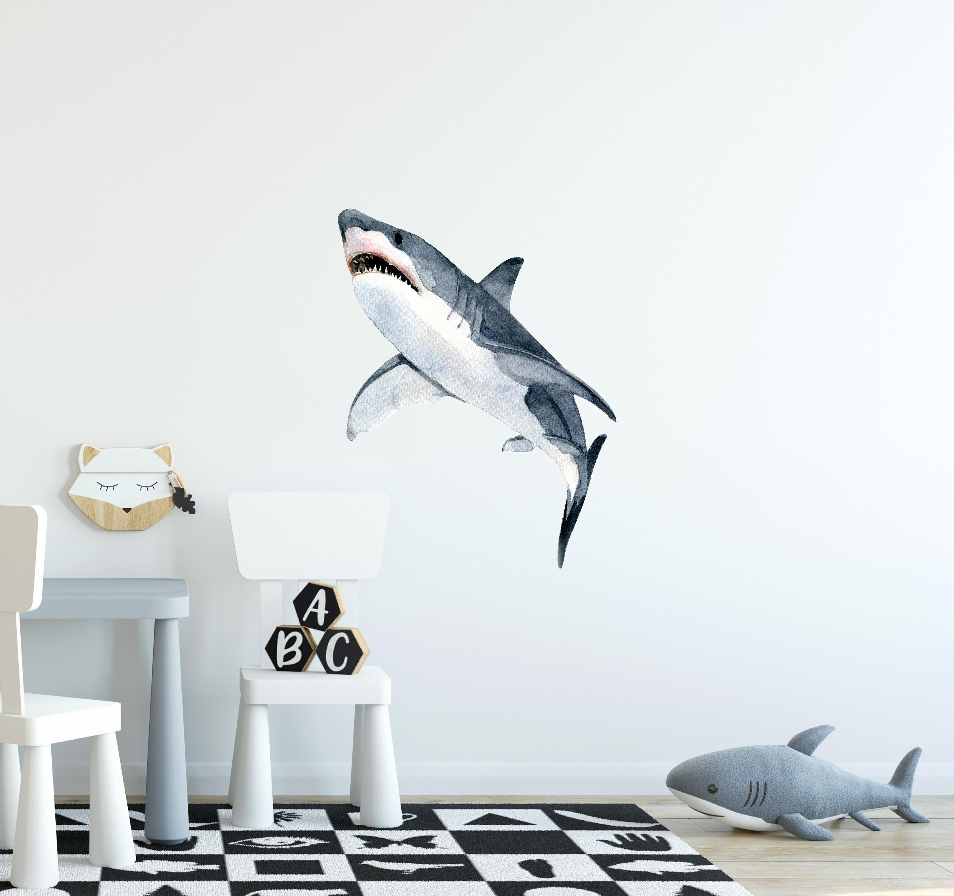 Watercolor Great White Shark #2 Wall Decal Shark Attack Ocean Sea Wall Sticker | DecalBaby