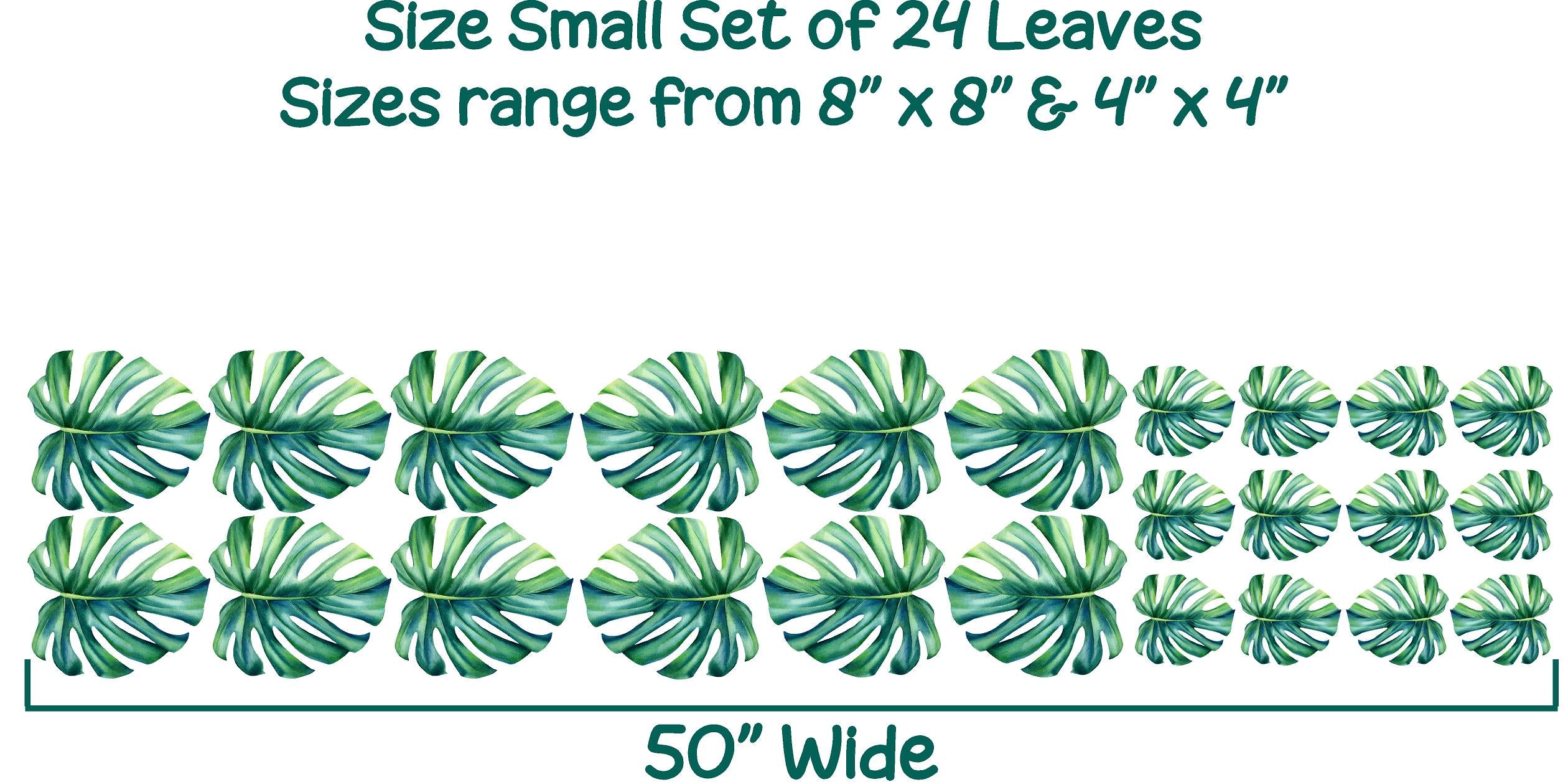 Green Tropical Monstera Leaves Fabric Wall Decal Safari SMALL Set of 24 | DecalBaby