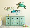 Load image into Gallery viewer, Watercolor Green Sea Turtles Wall Decal Set of 3, Green Blue Sea Turtles Wall Sticker Sea Ocean Fish | DecalBaby