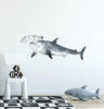 Load image into Gallery viewer, Watercolor Hammerhead Shark #2 Wall Decal Scalloped Shark Sea Animal Removable Fabric Vinyl Wall Sticker
