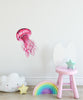 Watercolor Hot Pink Jellyfish Wall Decal Ocean Sea Life Removable Fabric Wall Sticker | DecalBaby