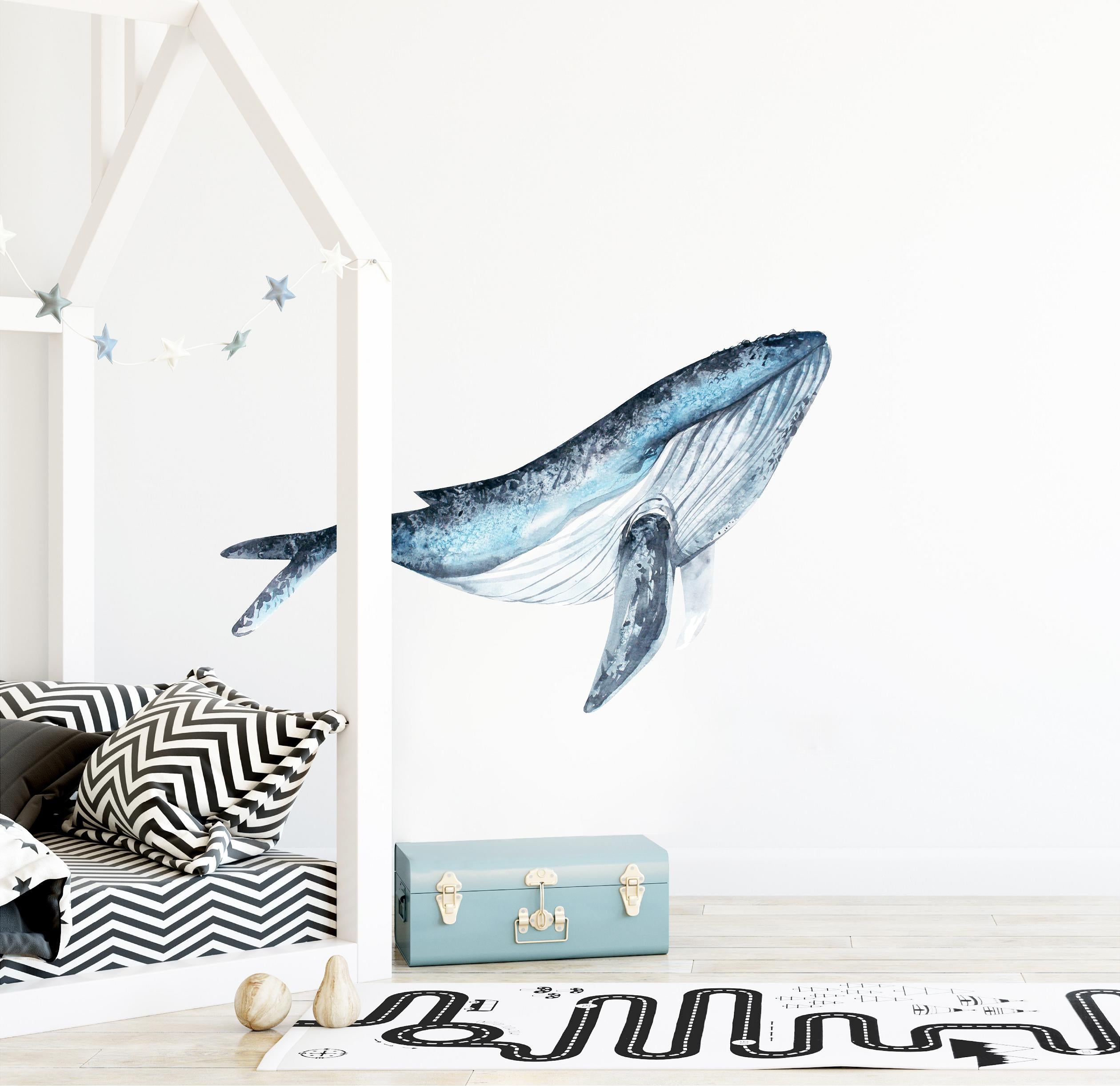 Humpback Whale #3 Wall Decal Removable Fabric Vinyl Watercolor Sea Animal Wall Sticker