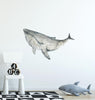 Humpback Whale #4 Wall Decal Removable Fabric Vinyl Watercolor Sea Animal Wall Sticker