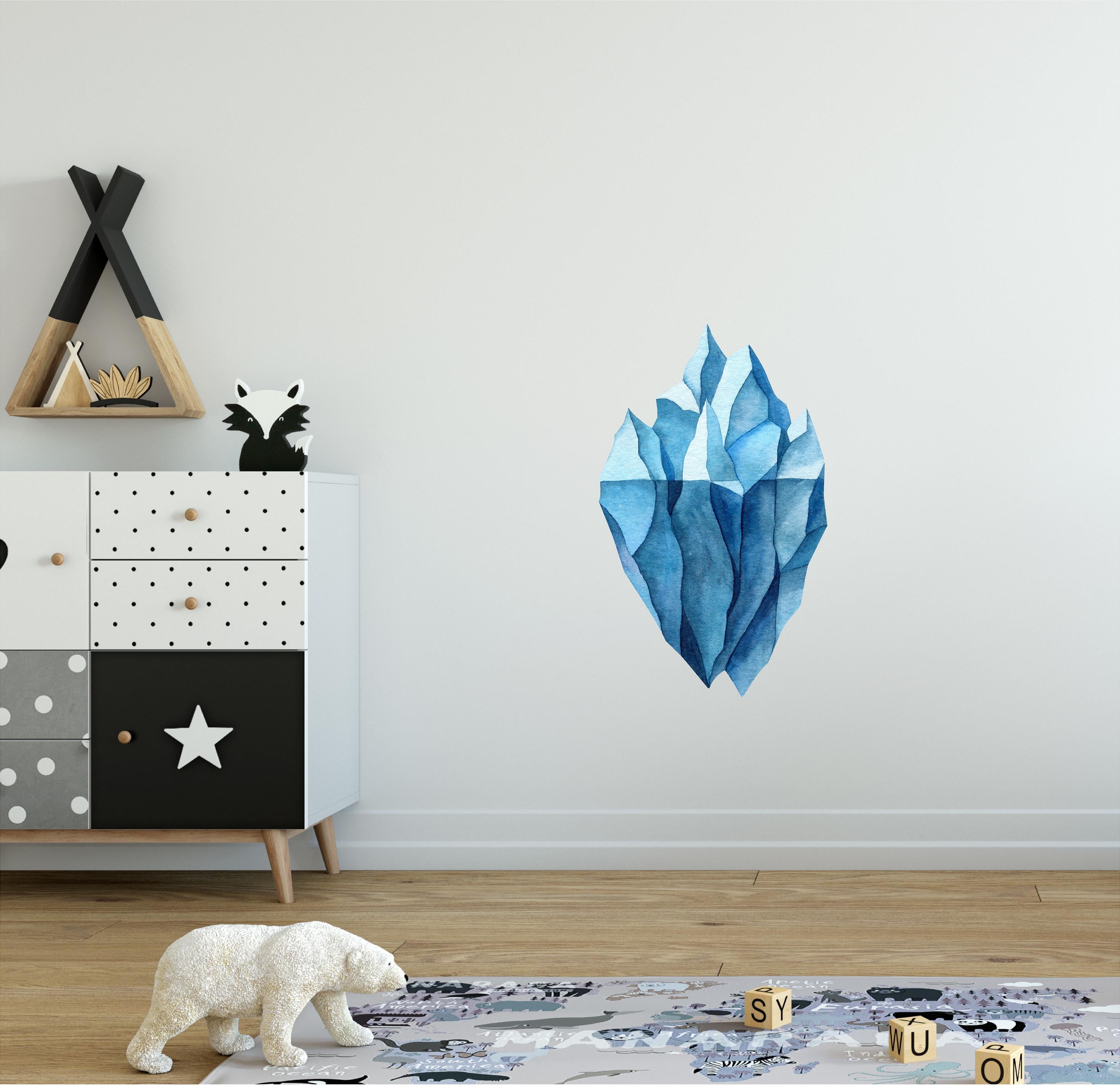Watercolor Iceberg Wall Decal Arctic Ocean Sea Life Removable Fabric Wall Sticker | DecalBaby