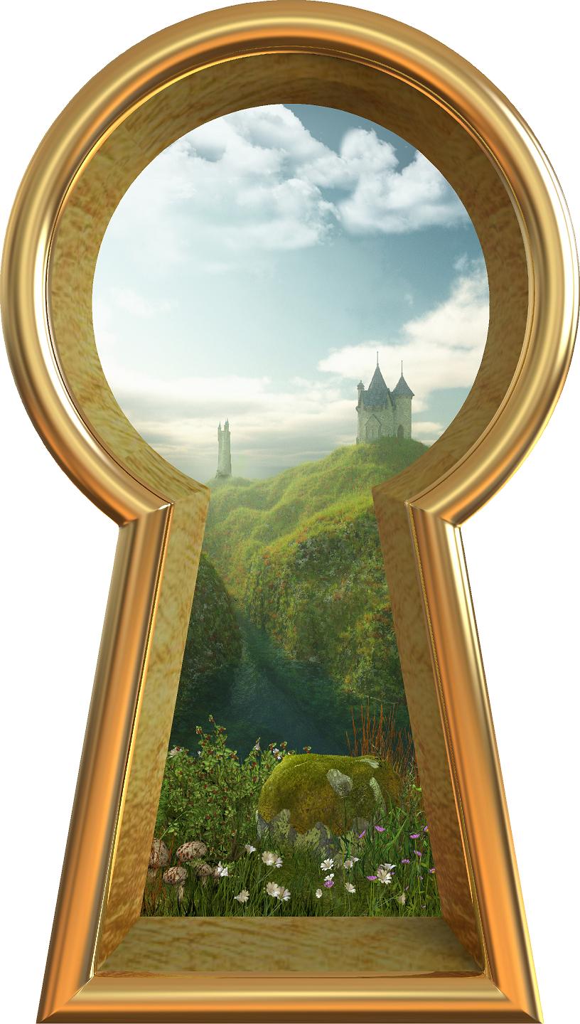 3D Keyhole Wall Decal Castle by the Sea Fairy Tale Fantasy Removable Wall Sticker