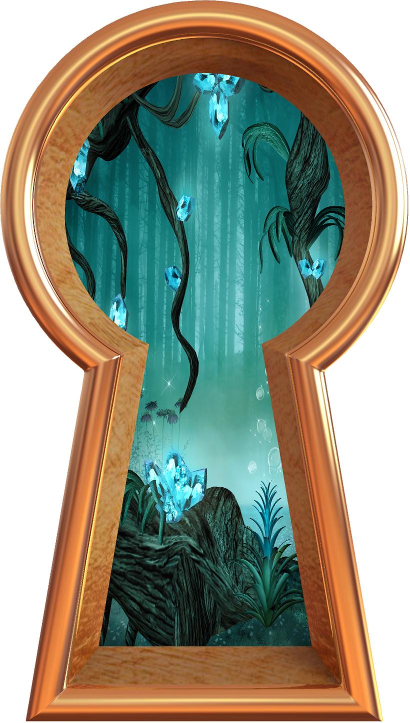 3D Keyhole Wall Decal Enchanted Crystal Forest Fantasy Wall Art Removable Wall Sticker