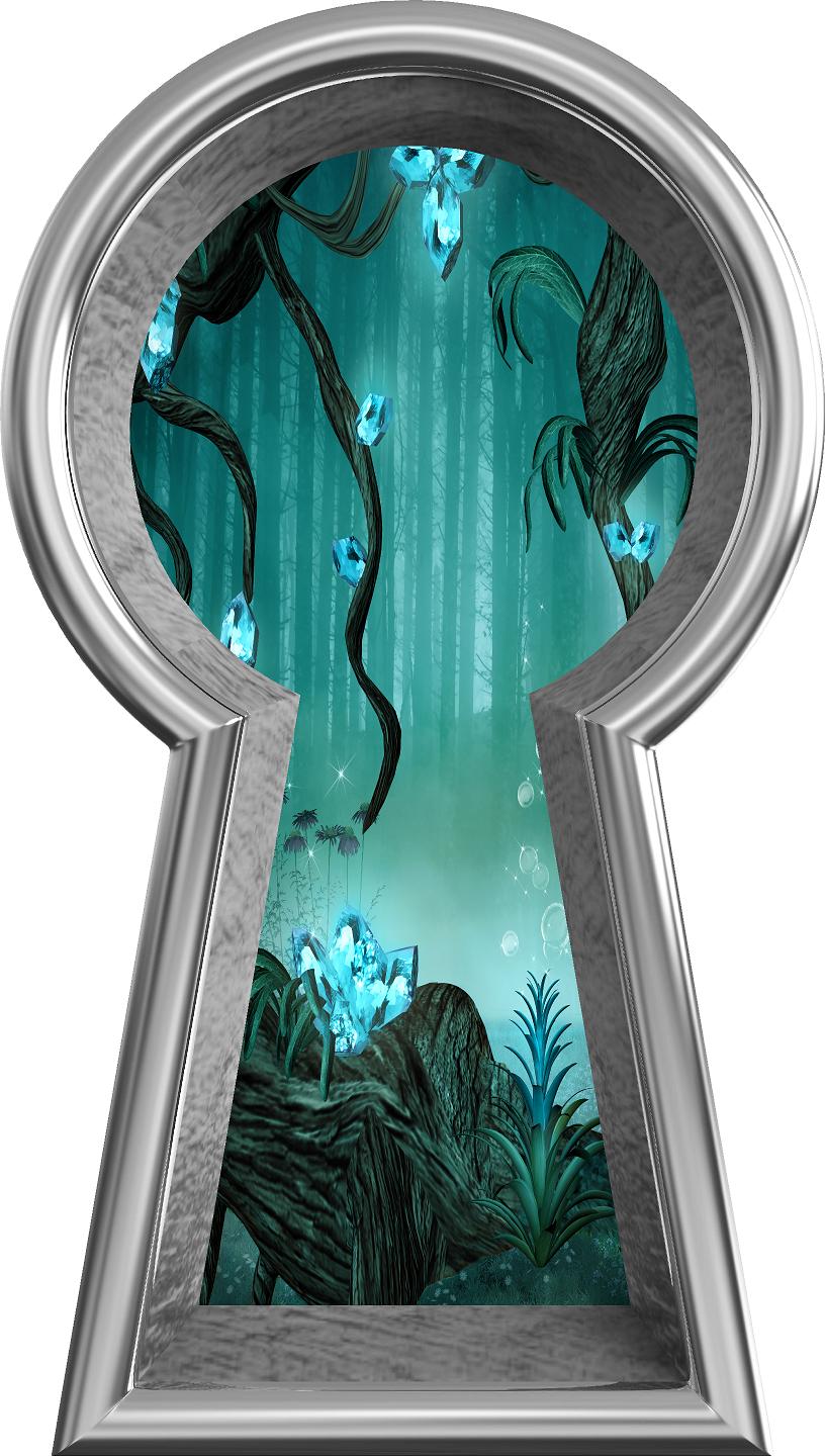 3D Keyhole Wall Decal Enchanted Crystal Forest Fantasy Wall Art Removable Wall Sticker