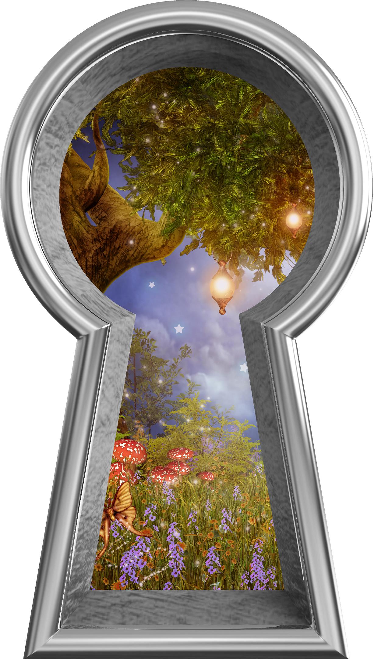 3D Keyhole Wall Decal Enchanted Lantern Tree Fantasy Removable Wall Sticker