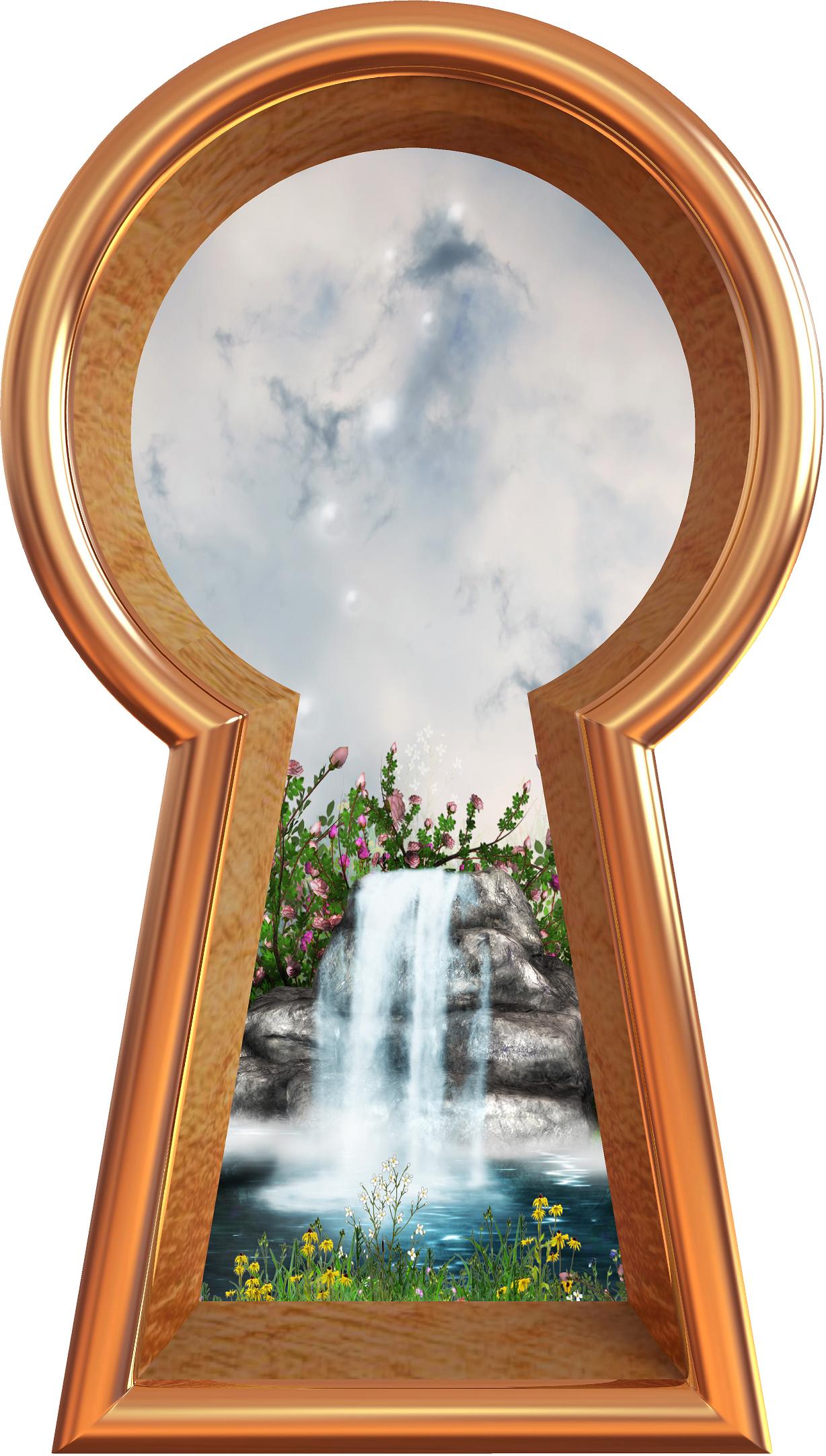 3D Keyhole Wall Decal Fairy Tale Waterfall Fantasy Wall Art Removable Wall Sticker