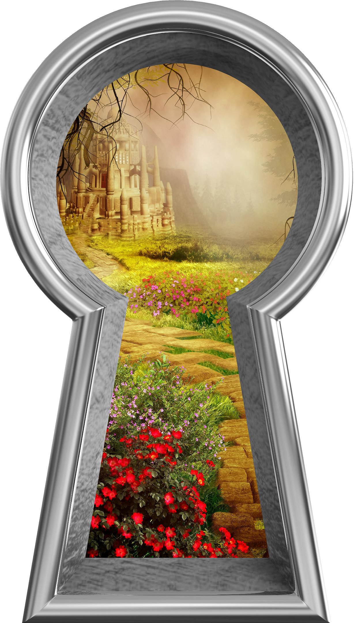 3D Keyhole Wall Decal Stone Path to Fairy Tale Castle Removable Wall Sticker