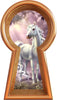 3D Keyhole Wall Decal Unicorn In Meadow Fantasy Portal Removable Wall Sticker