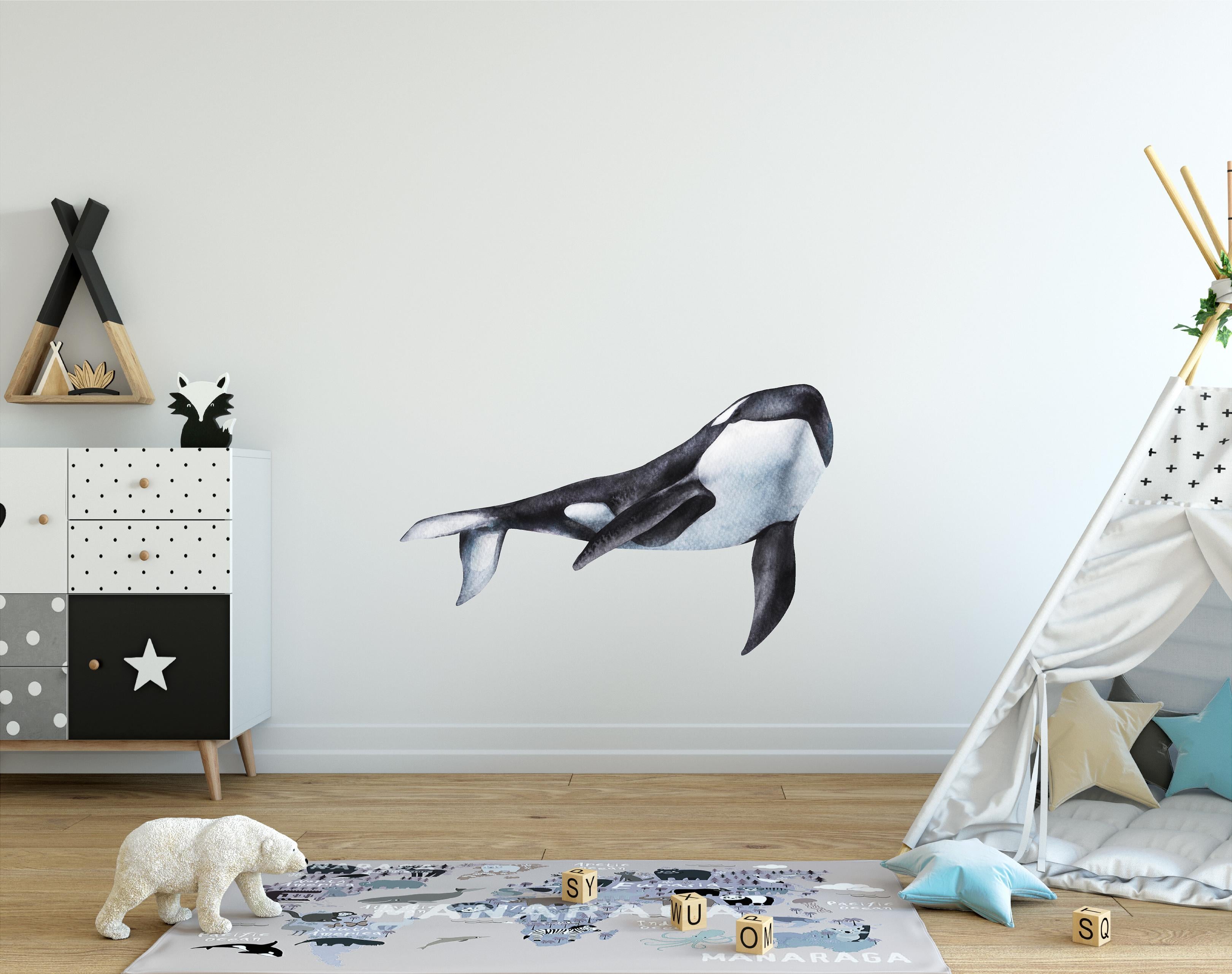 Killer Whale #4 Wall Decal Orca Whale Removable Fabric Wall Sticker | DecalBaby