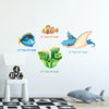 Underwater World Set #2 Wall Decal Ocean Sea Life Removable Fabric Wall Sticker - Stingray, Fish, Seaweed | DecalBaby