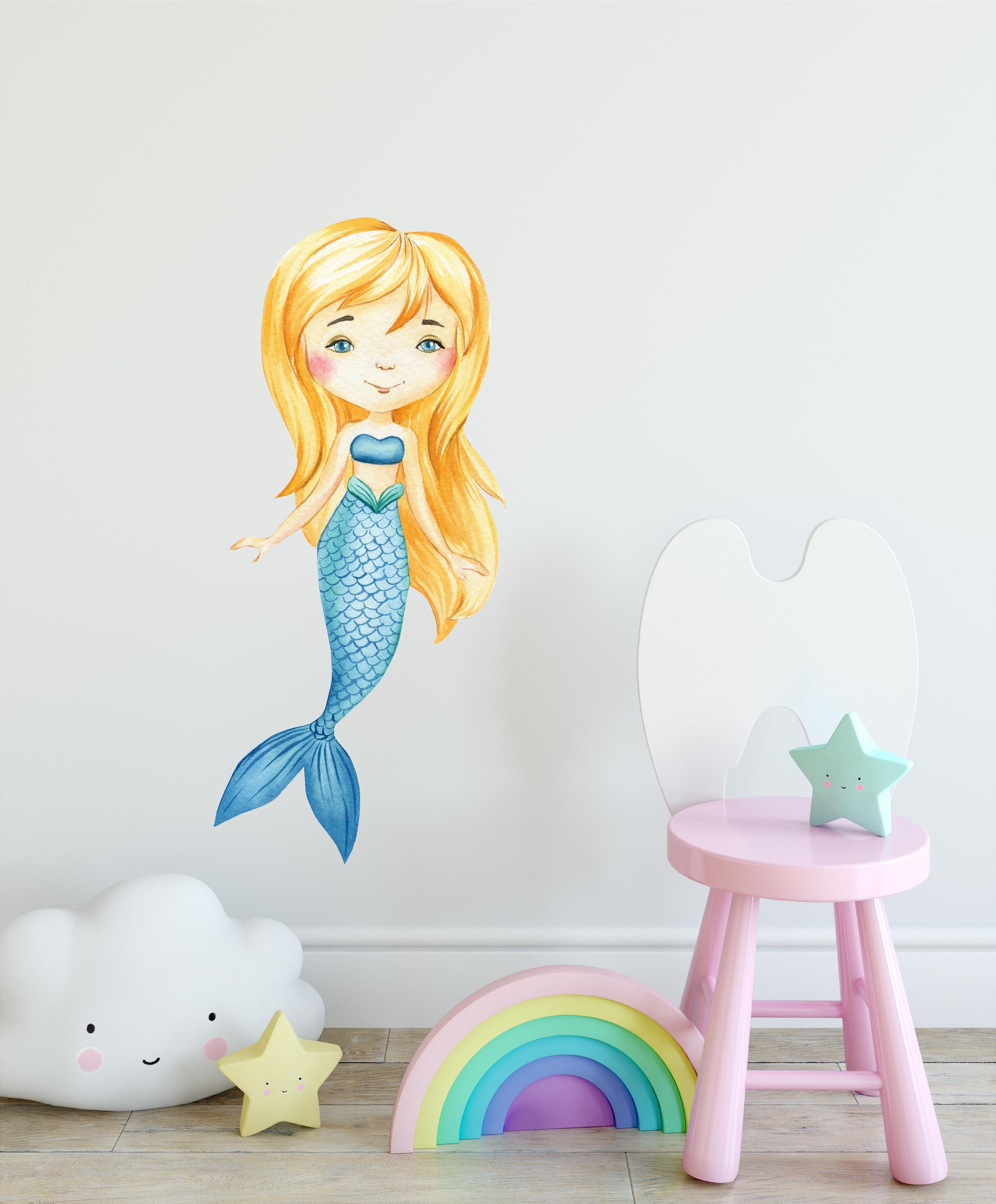 Watercolor Mermaid #5 Wall Decal Fabric Wall Sticker | DecalBaby