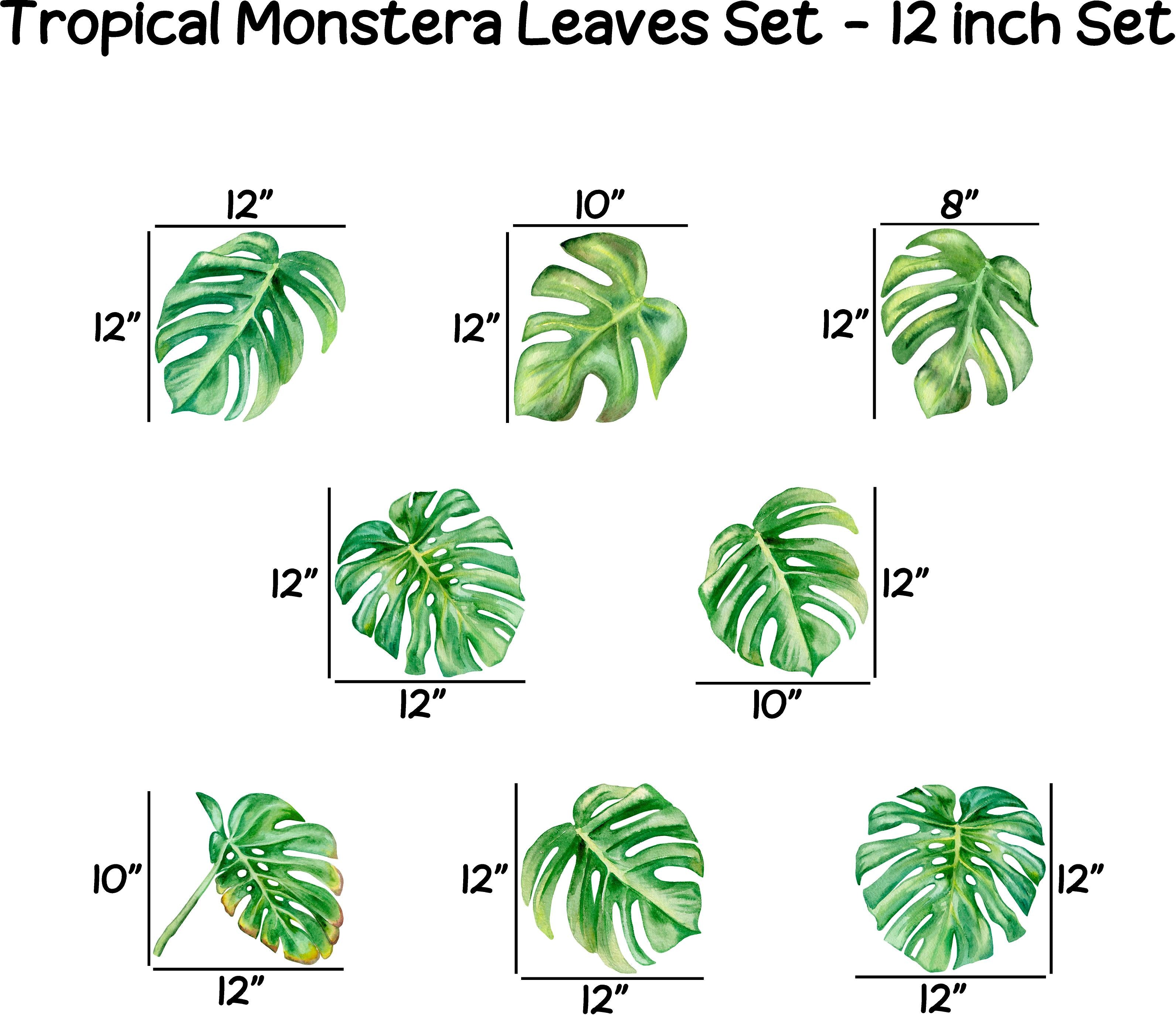 Tropical Monstera Leaves Wall Decal Set #1 Safari Fabric Wall Sticker | DecalBaby