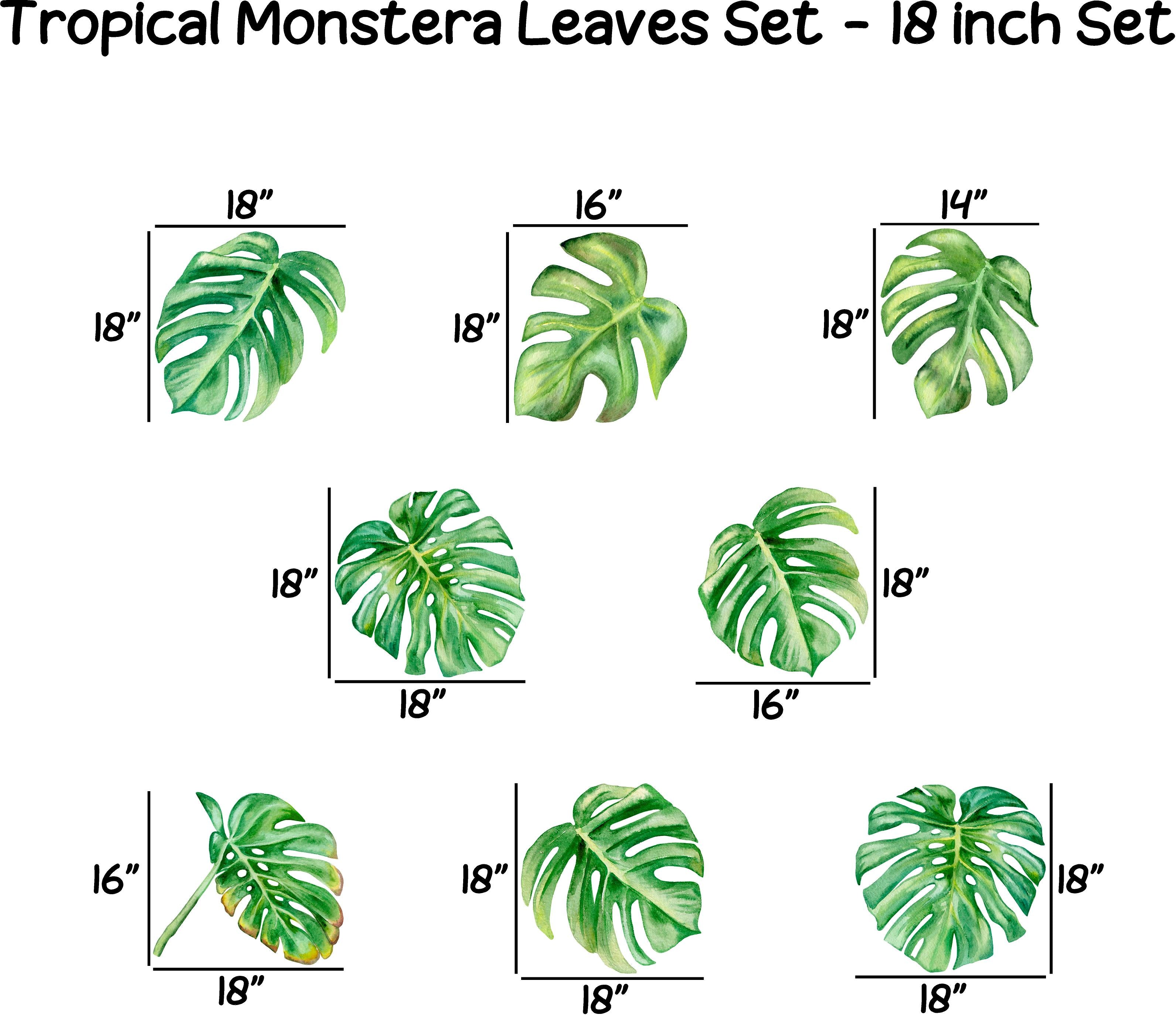 Tropical Monstera Leaves Wall Decal Set #1 Safari Fabric Wall Sticker | DecalBaby