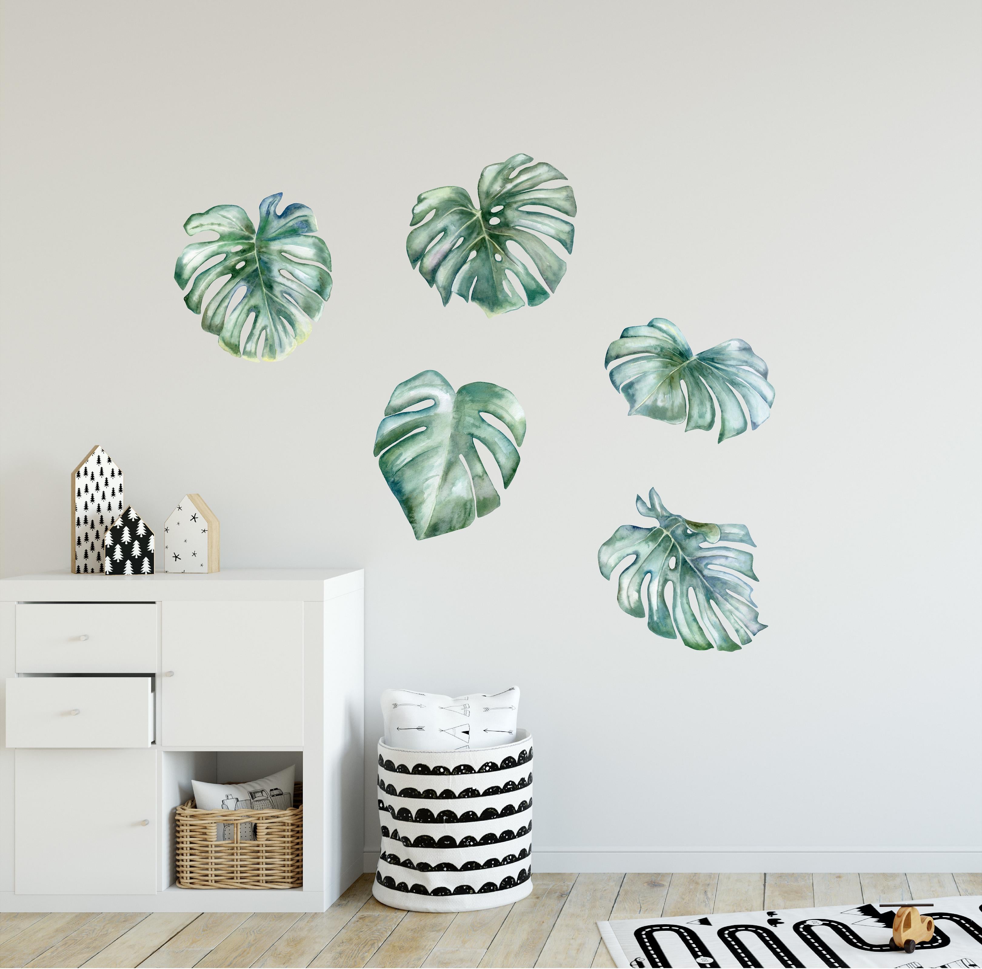 Tropical Monstera Leaves Wall Decal Set #2 Safari Fabric Wall Sticker | DecalBaby