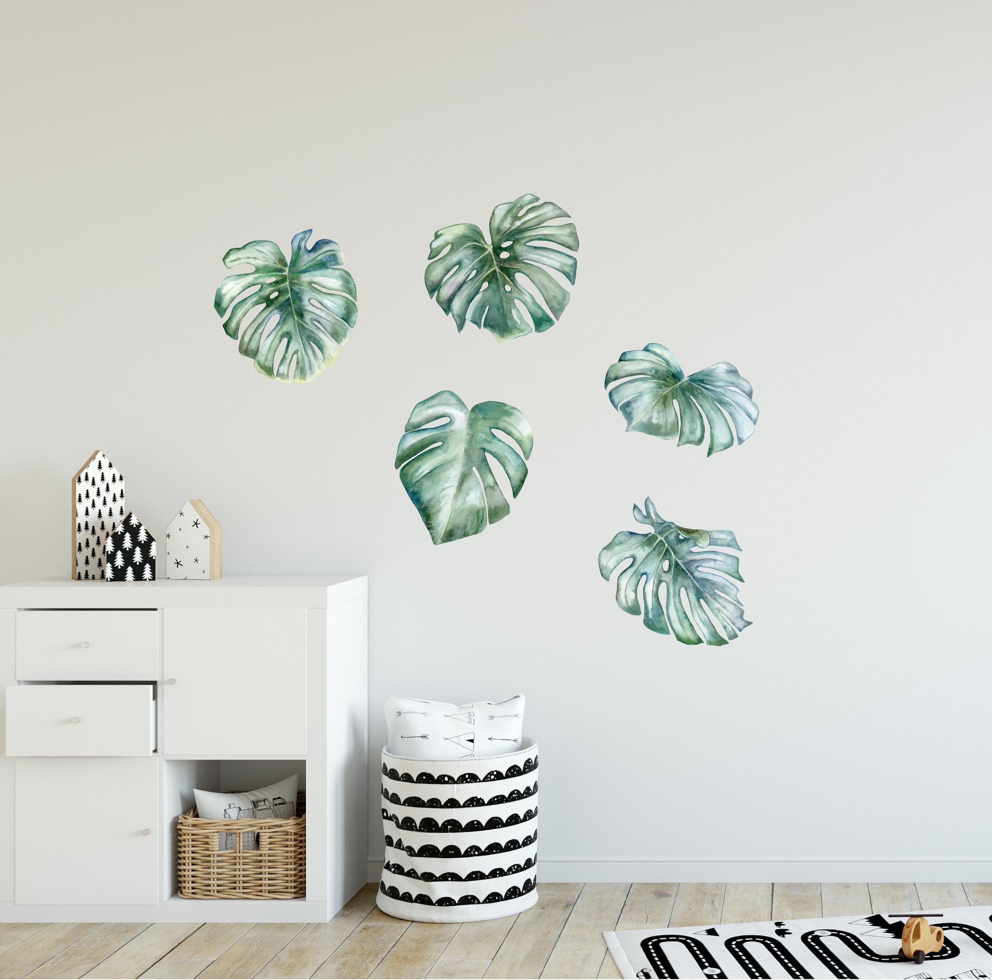 Tropical Monstera Leaves Wall Decal Set #2 Safari Fabric Wall Sticker | DecalBaby