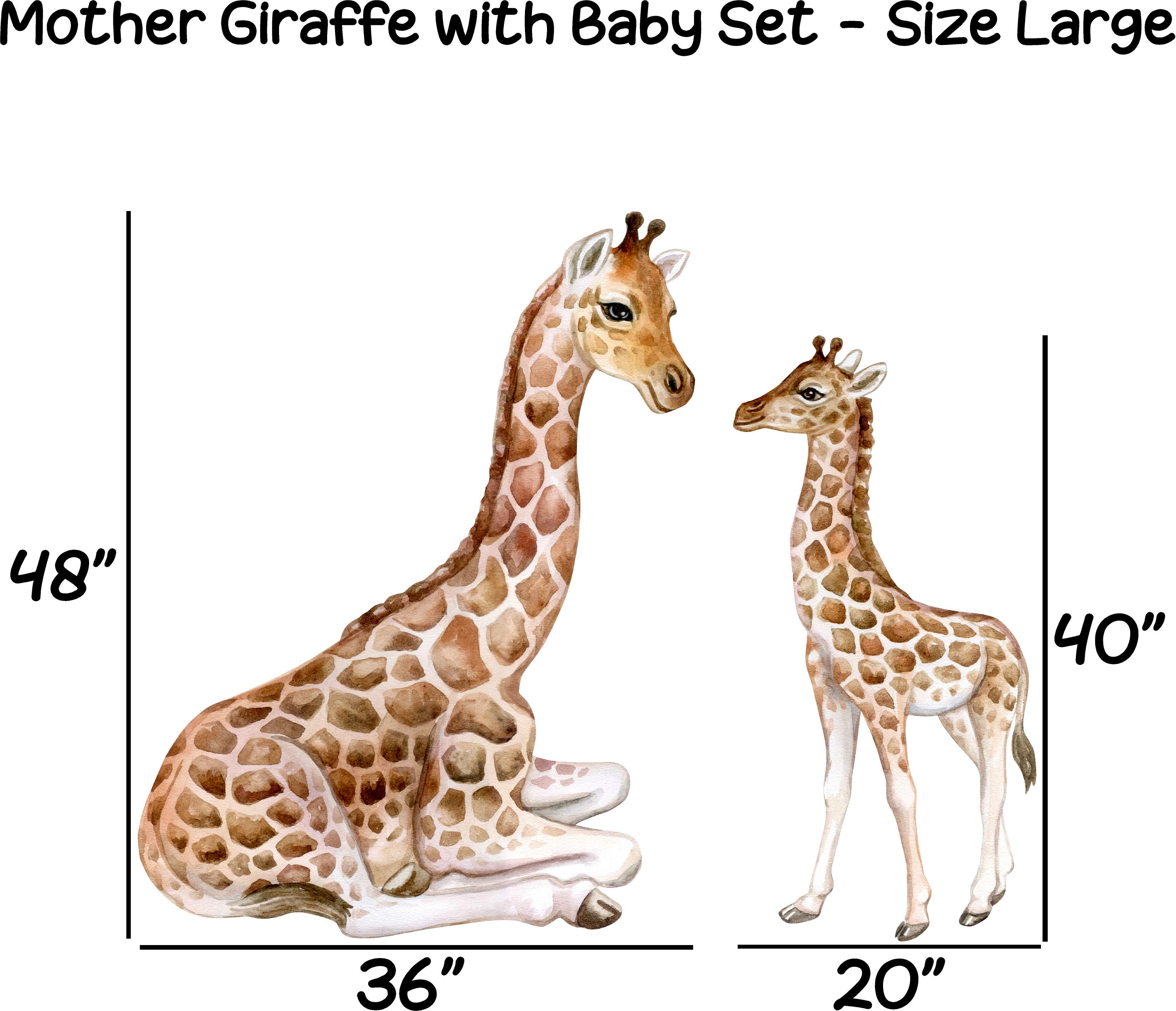 Mother Giraffe & Baby Wall Decal African Safari Animal Removable Fabric Wall Sticker | DecalBaby