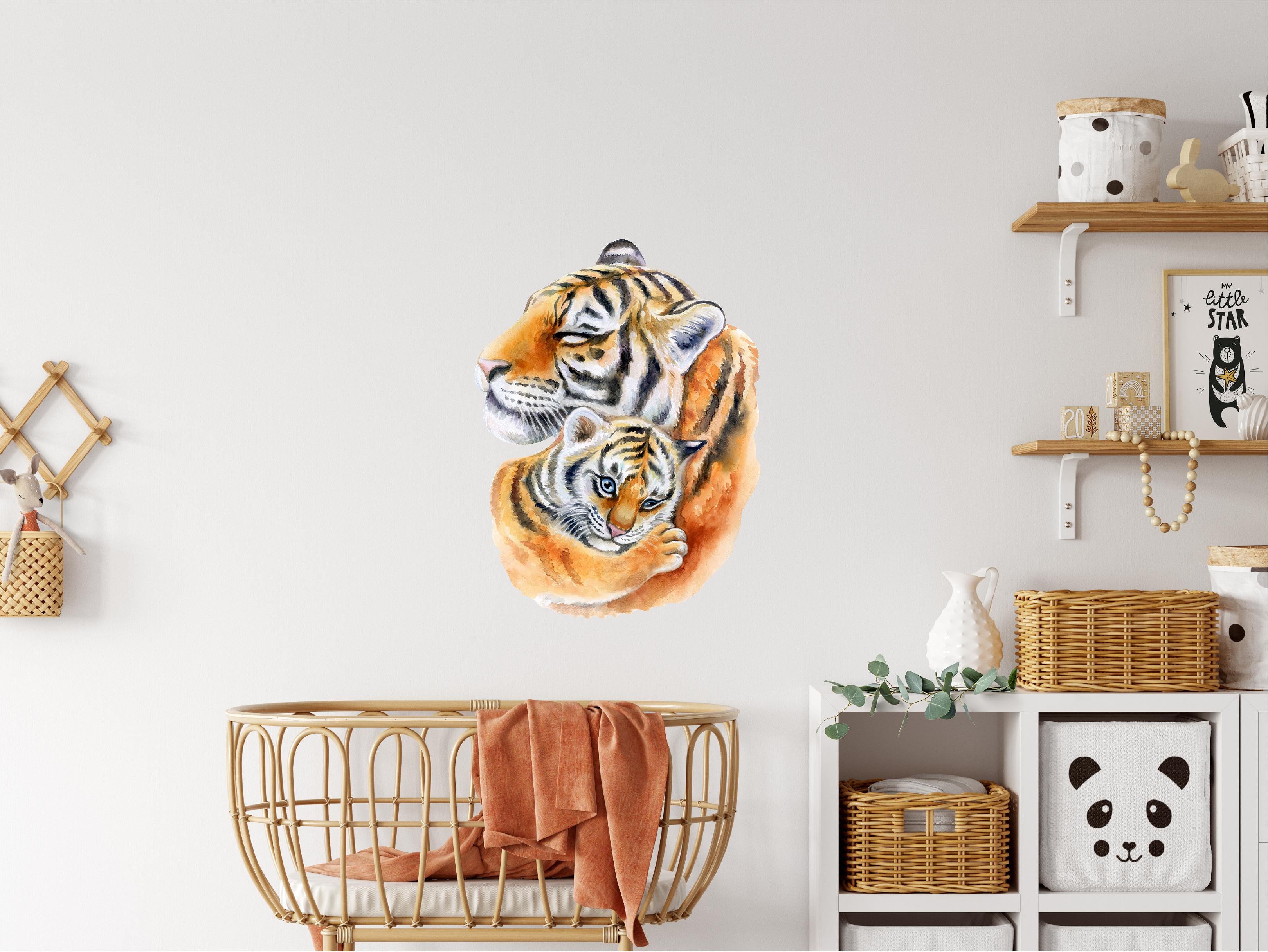 Mother Tiger Hugging Baby Wall Decal Removable Fabric Vinyl Wall Sticker | DecalBaby
